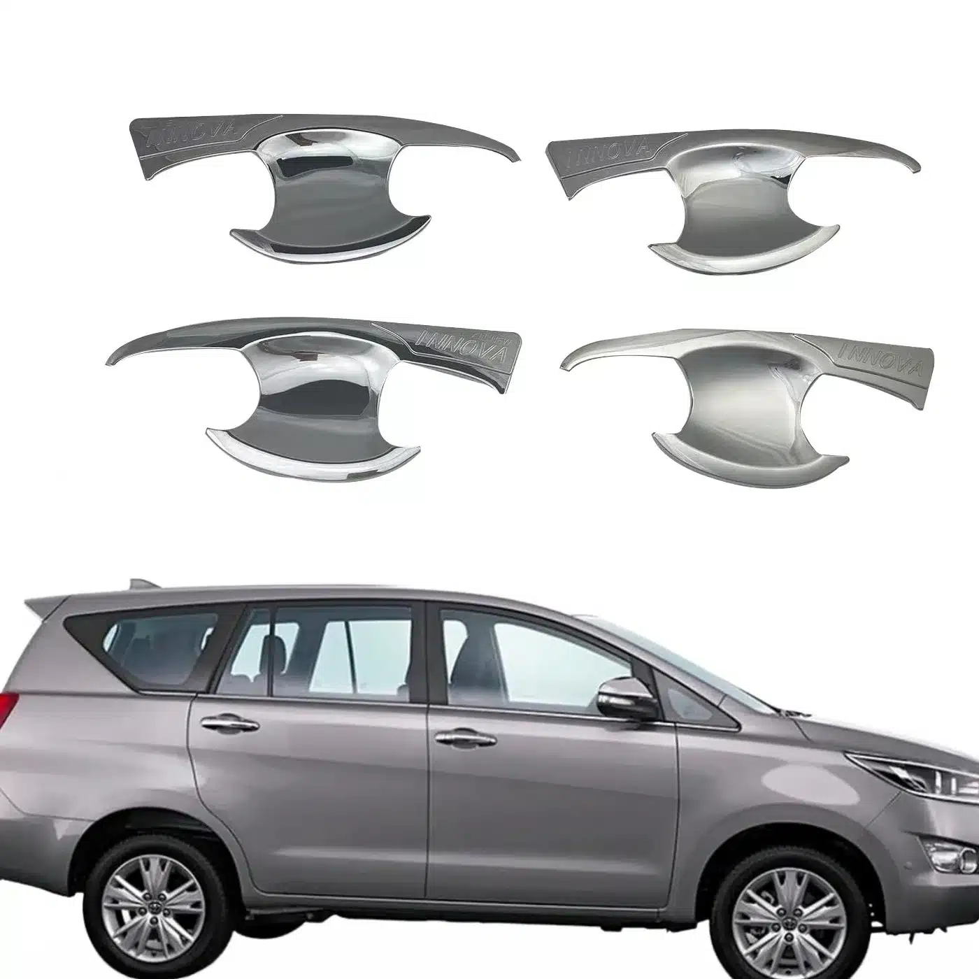 Chrome Plated ABS Door Bowl Cover Protectors for Toyota Innova 2016