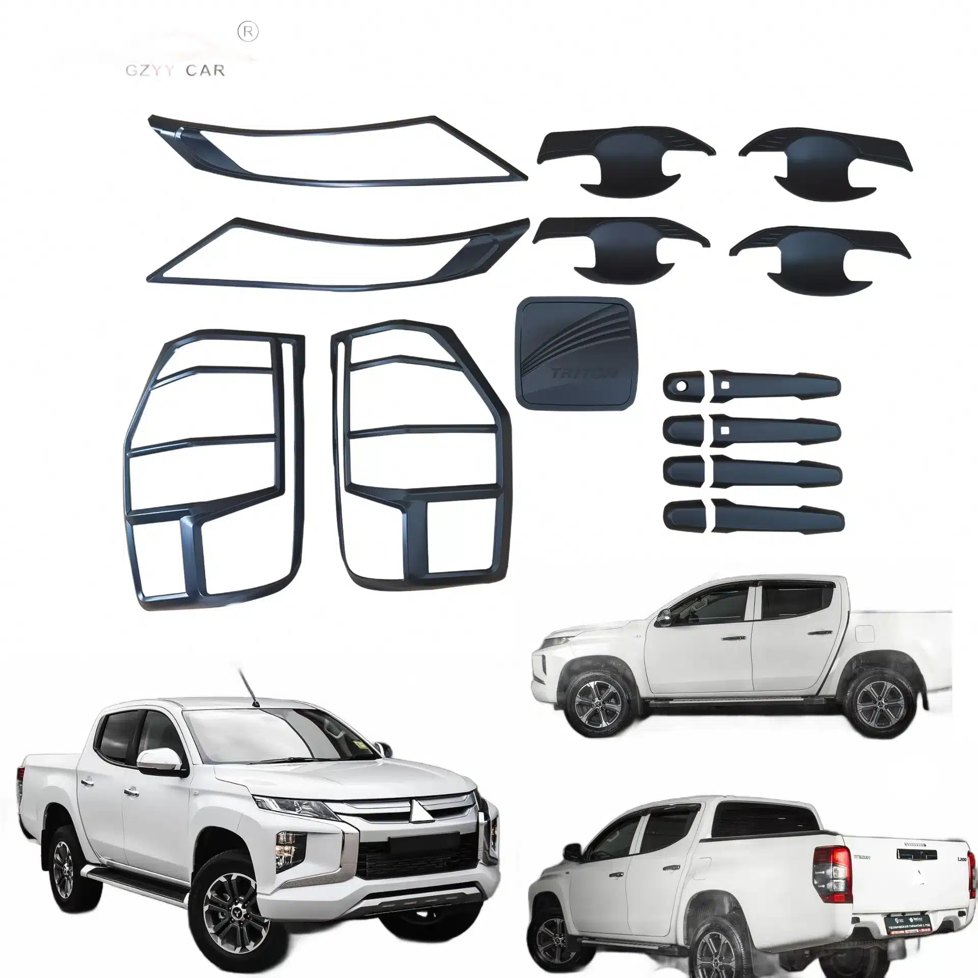 Chrome Exterior Trim Kit for Mitsubishi Triton L200 2020 ABS Plastic Decorative Cover Set