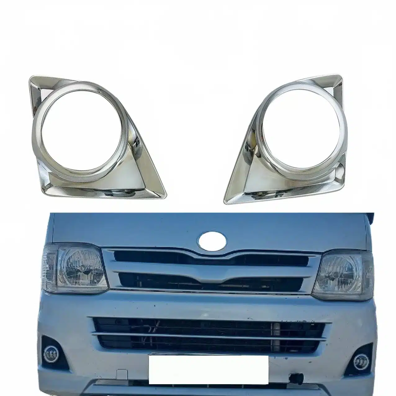 Front Fog Light Cover Chrome Trim Bezels for Toyota Hiace 2011-2015 200 Series