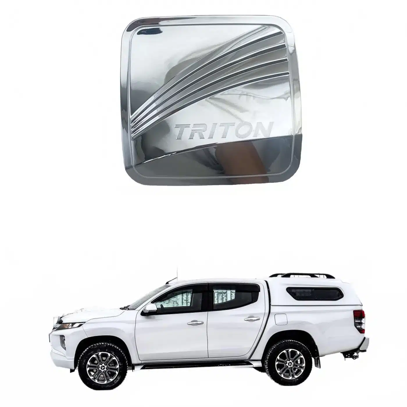 Fuel Tank Cap Cover Garnish, ABS Chrome Exterior Trim Decoration Sticker for Mitsubishi Triton L200 2020-2024