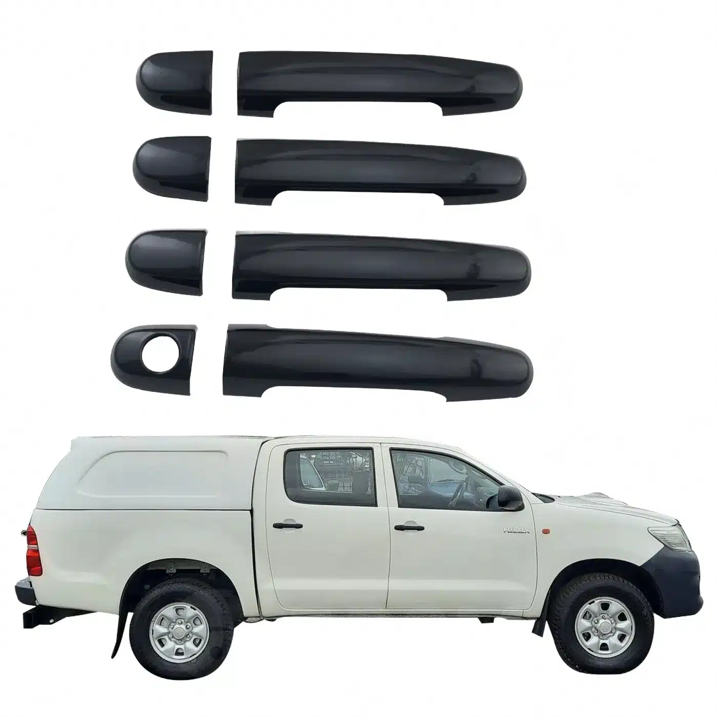 Gloss Black Exterior Outer Door Handle Cover Trim for Toyota Hilux Vigo, Innova, Fortuner 2004-2014