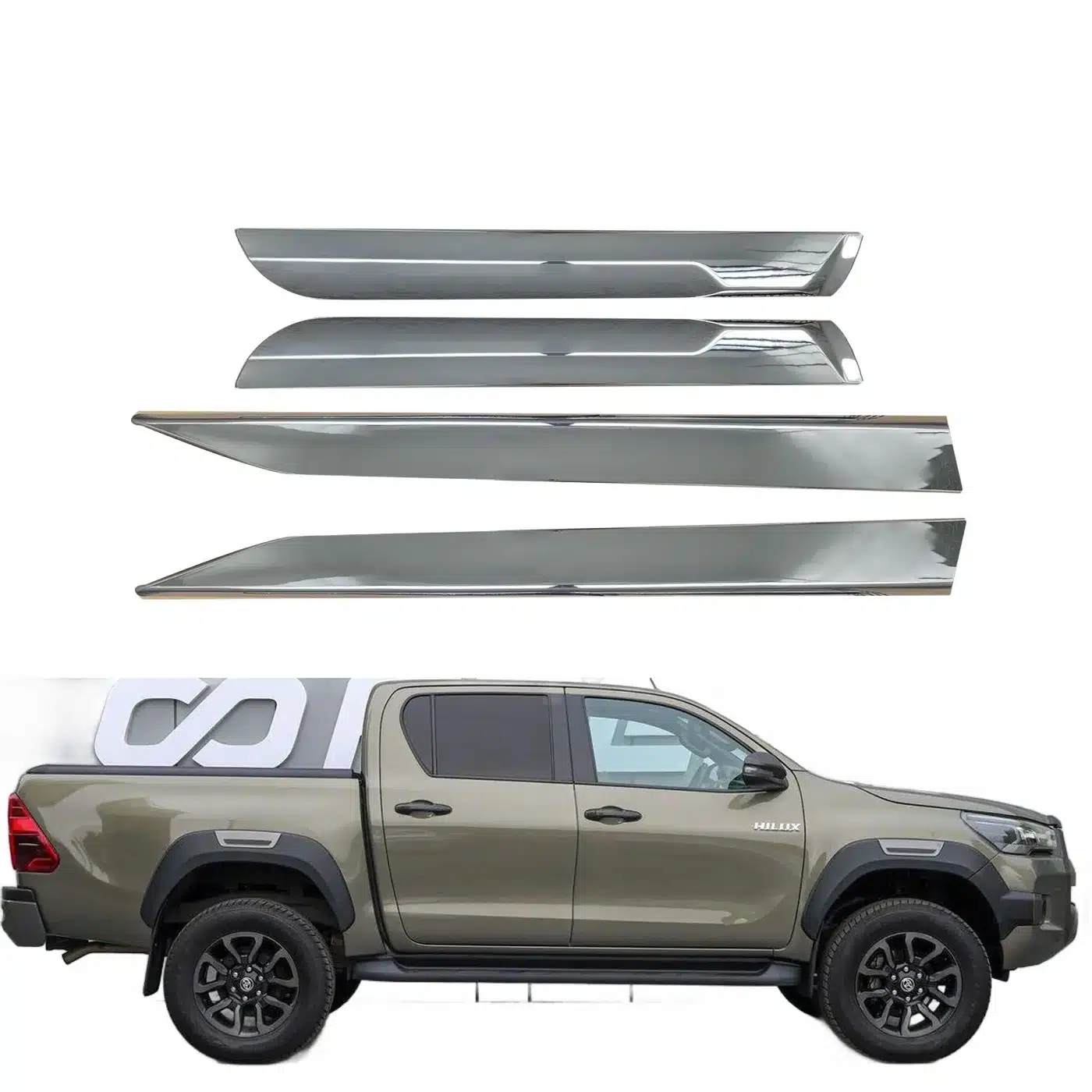 Matte Black Side Door Body Cladding Streamer Strips for Toyota Hilux Revo 2016-2025