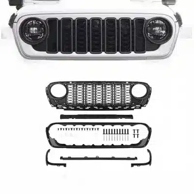 Matte Black Front Grille Mesh Insert with Camera Hole for 2018-2024 Jeep Wrangler JL & Gladiator JT Matte Black Front Grille Mesh Insert with Camera Hole for 2018-2024 Jeep Wrangler JL & Gladiator JT