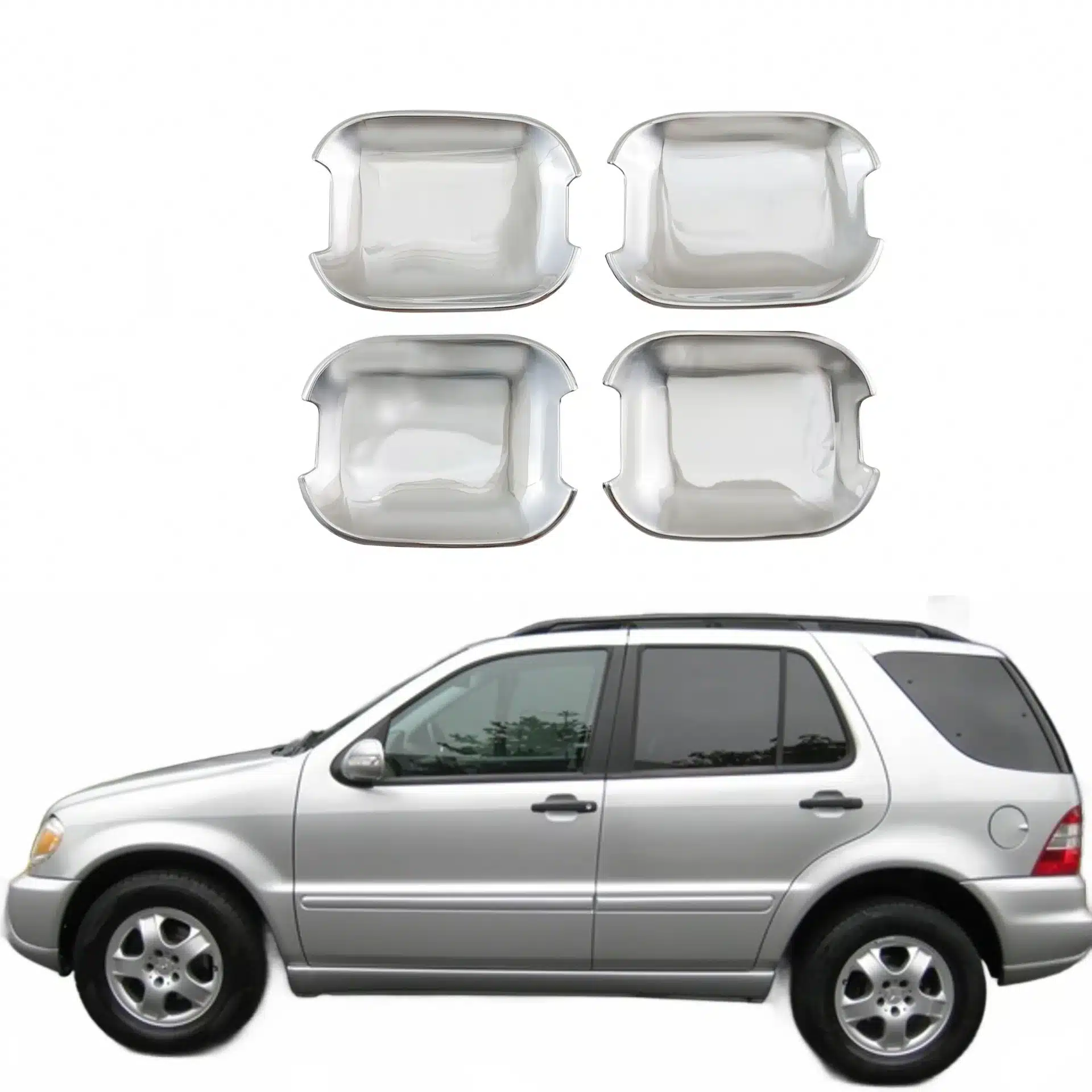 Exterior Door Handle Bowl Cover Trim for Mercedes-Benz M-Class W163 ML320 1998-2005 Chrome Plated Protective Guards