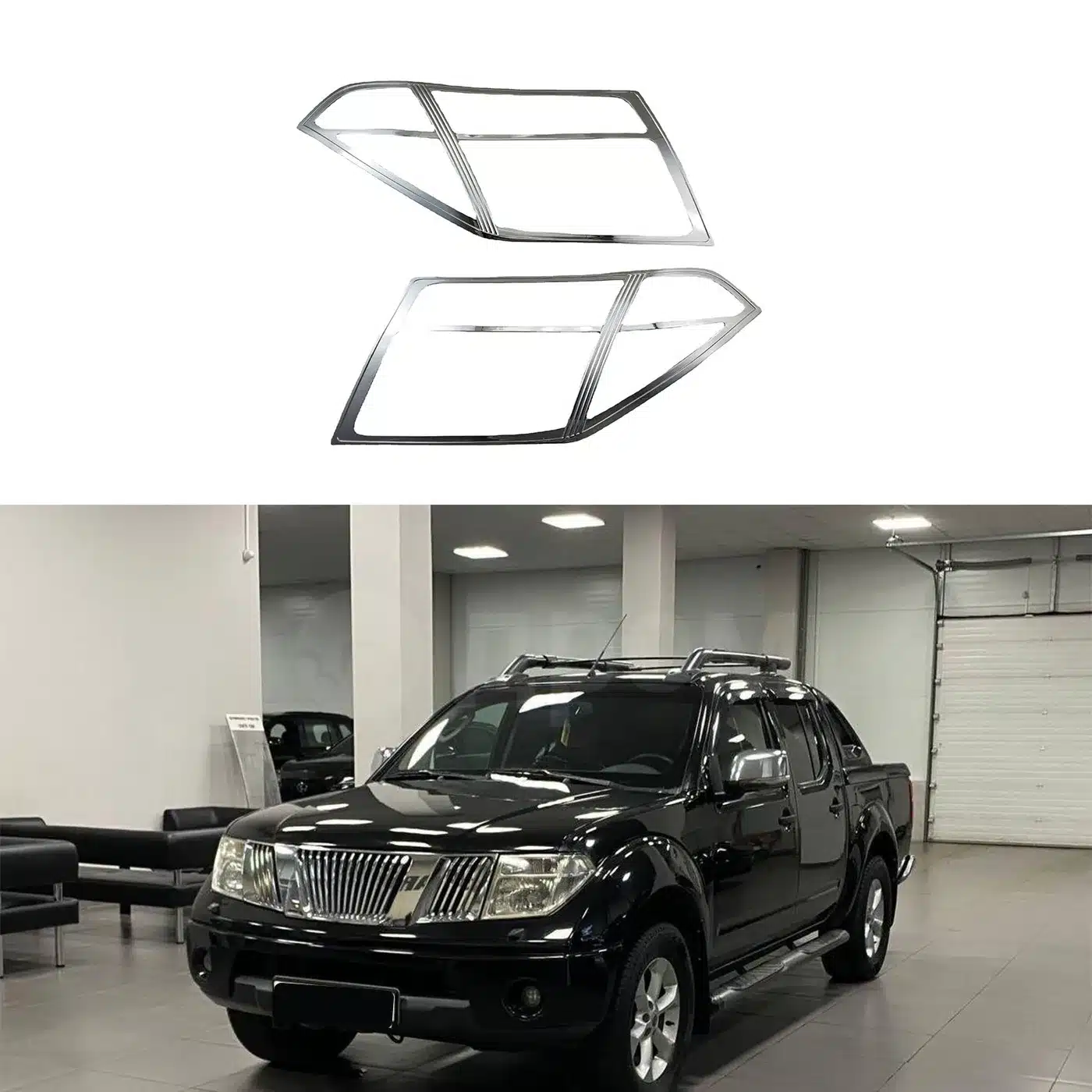 Front Headlight Cover Chrome Plated Decorative Trim for Navara D40 2007-2013