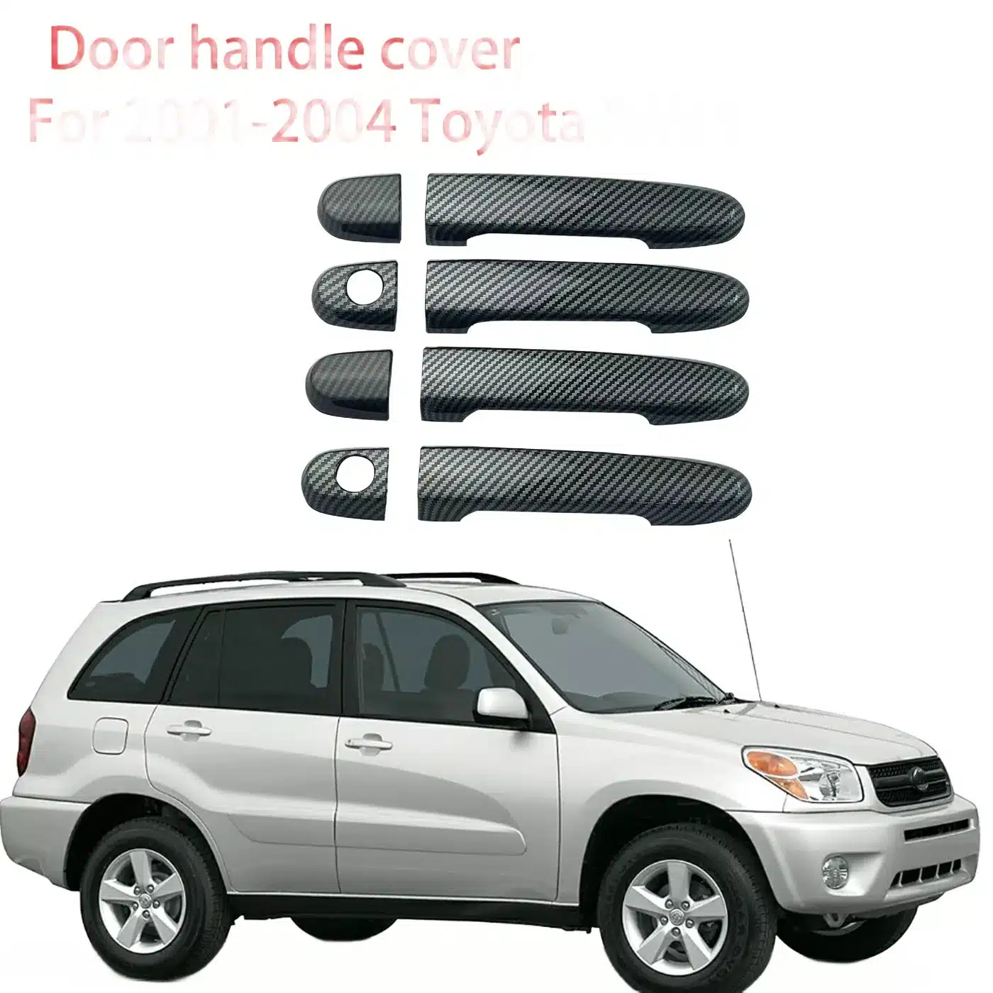 Carbon Fiber Style Outside Door Handle Cover Trim Set for Toyota RAV4 2001-2005
