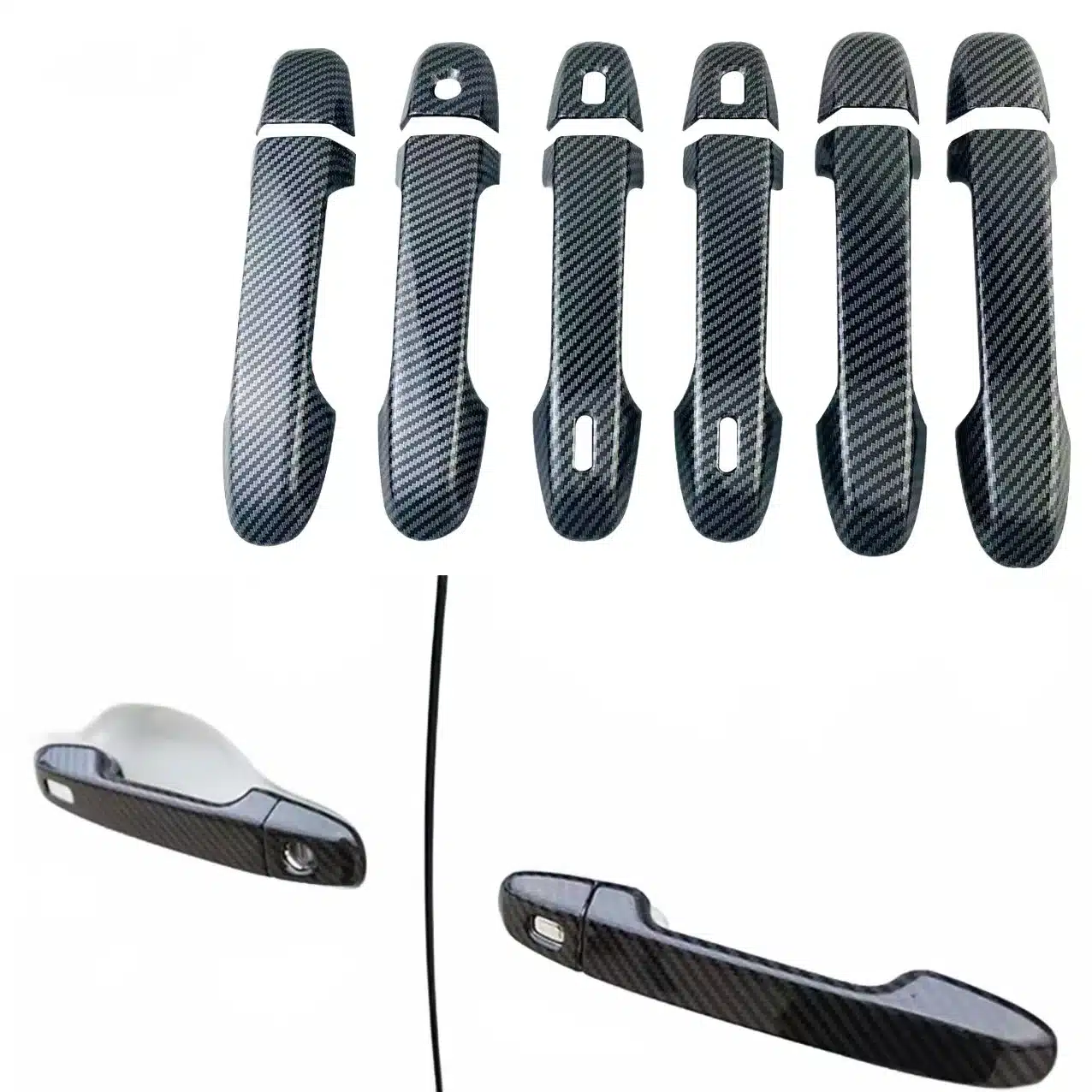 Exterior Door Handle Cover Trim Carbon Fiber Style Decorative Protector for NOAH VOXY 80 Series