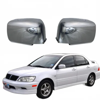 Rearview Side Mirror Covers Pair for Mitsubishi Lancer 2003-2008 Door Wing Mirror Cap Housing Gloss Black