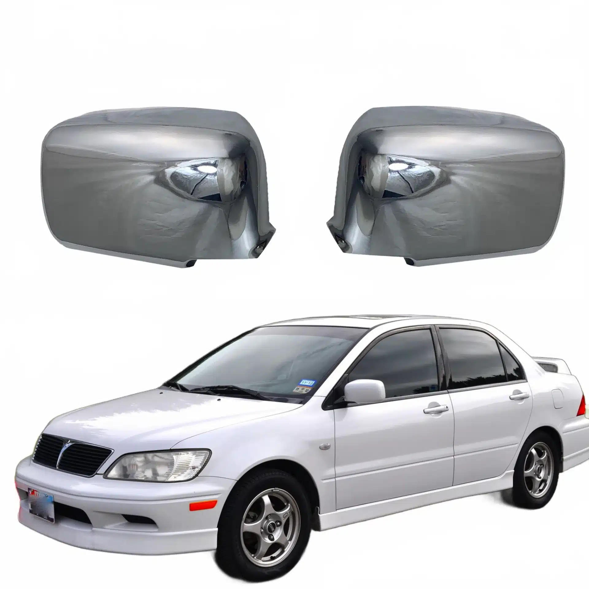 Rearview Side Mirror Covers Pair for Mitsubishi Lancer 2003-2008 Door Wing Mirror Cap Housing Gloss Black