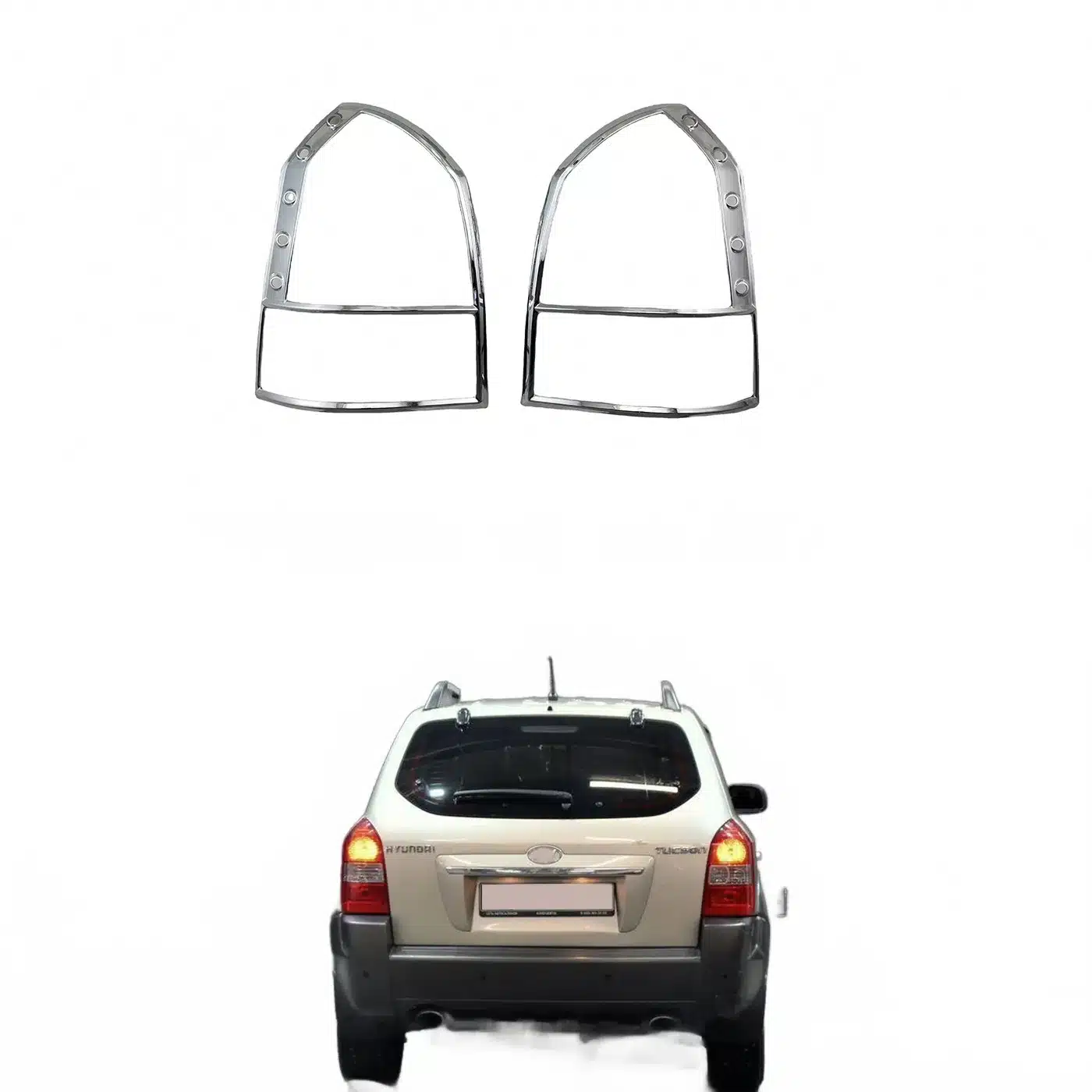 Rear Tail Light Guard Covers ABS Chrome Trim Decor Frames for Hyundai Tucson 2005-2009