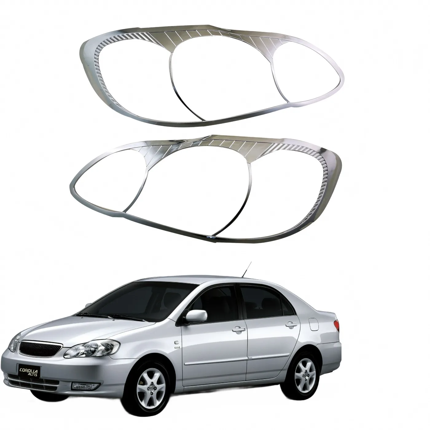 Front Headlight Cover Chrome Plated Decorative Trim Frame for Toyota Corolla Altis 2003