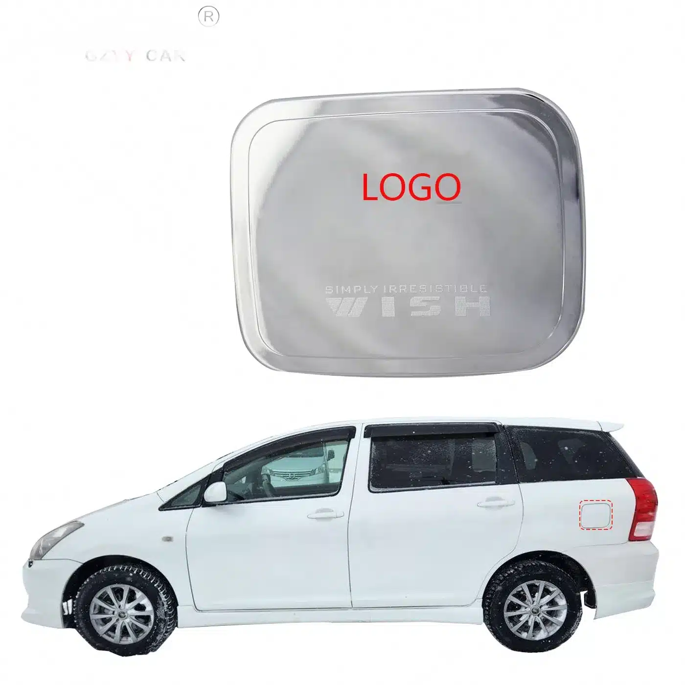Fuel Tank Cap Cover Decorative Sticker Trim, Chrome ABS Car Exterior Accessaries for Toyota Wish 2003-2010