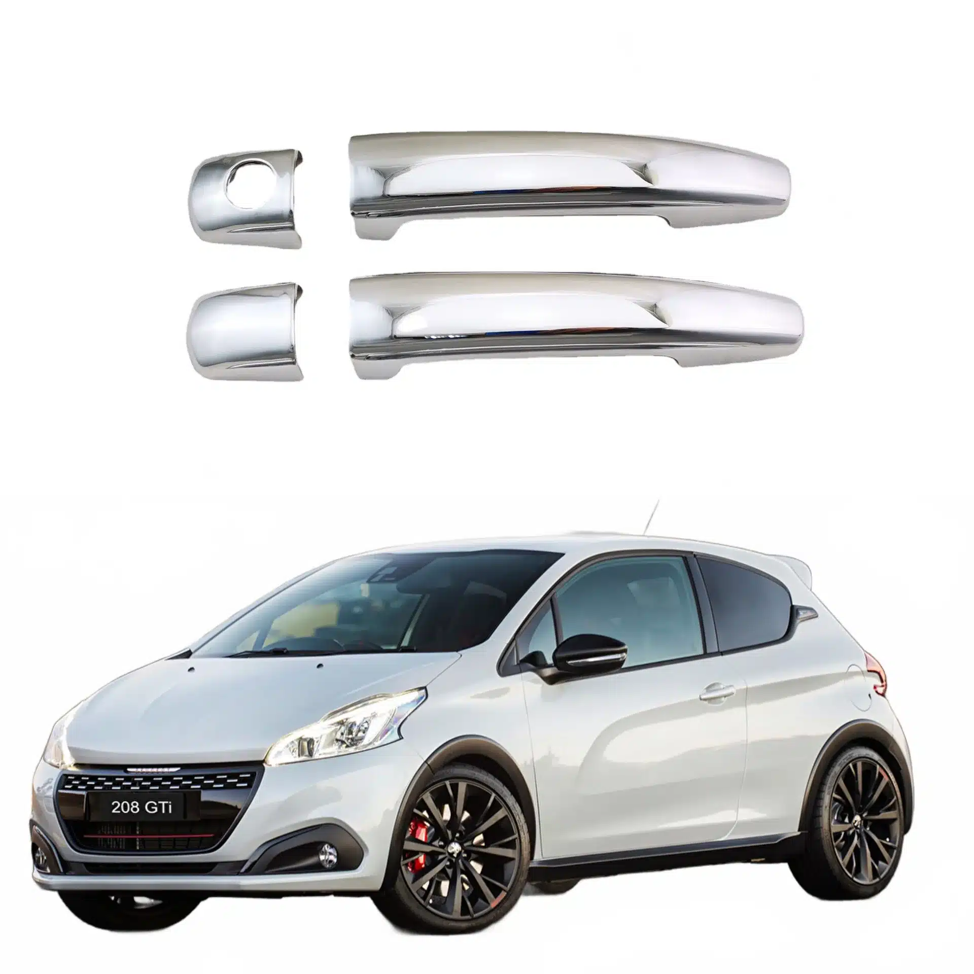 Chrome Exterior Outer Door Handle Set for Peugeot 207 208 GT 2006-2018
