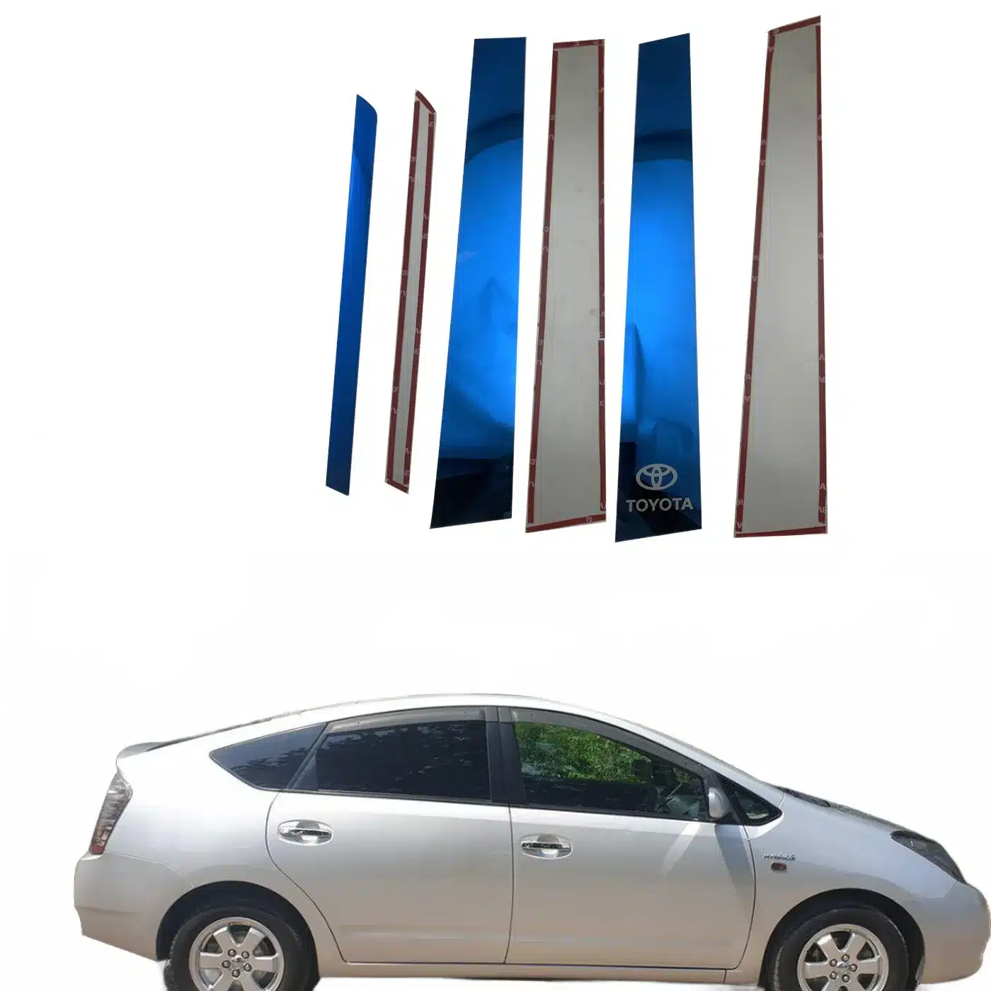 Stainless Steel B-Pillar Post Trim Covers for Toyota Prius 2004-2008 P20 Door Side Window Molding Accents