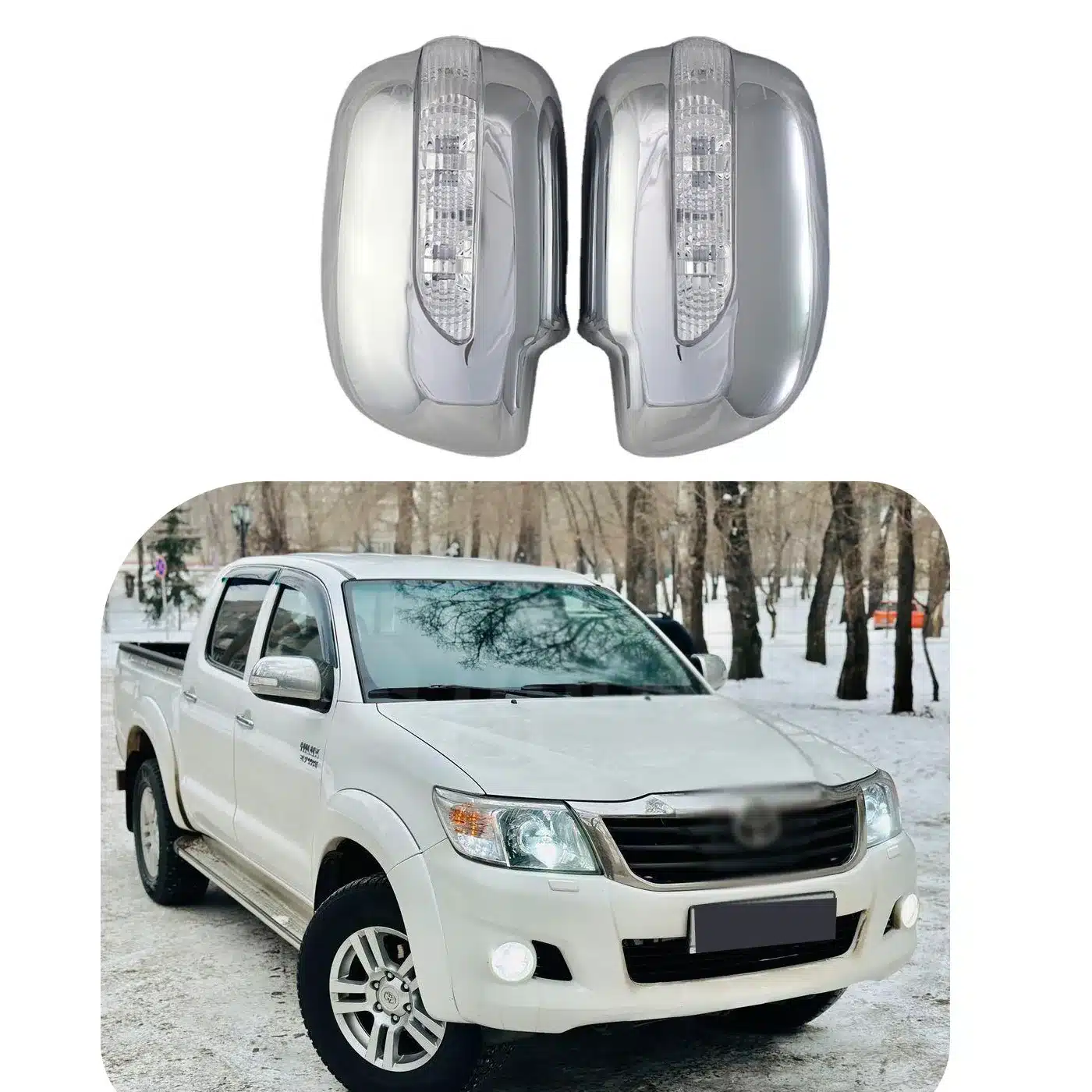 Chrome Side View Mirror Cover with LED Turn Signal Light for Toyota Hilux Vigo 2006-2012