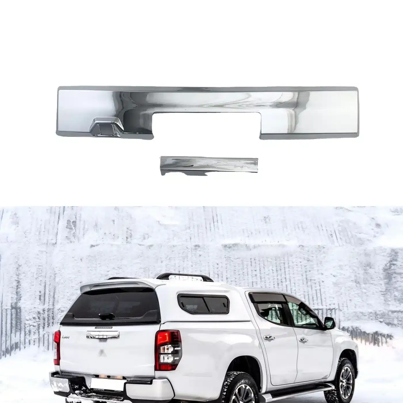 Rear Tailgate Door Bowl Trim Chrome Exterior Decoration Cover for Mitsubishi Triton L200 6th Gen