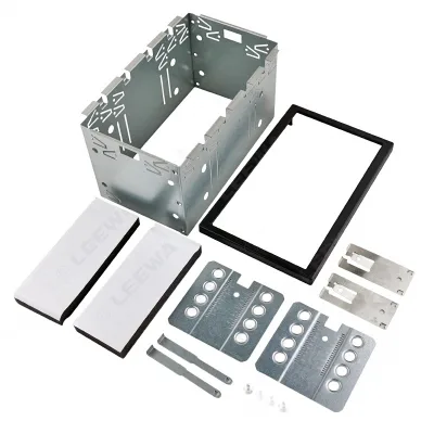 Universal 2 DIN Car Stereo Radio Dash Frame Fascia Kit with Mounting Bracket and Metal Cage