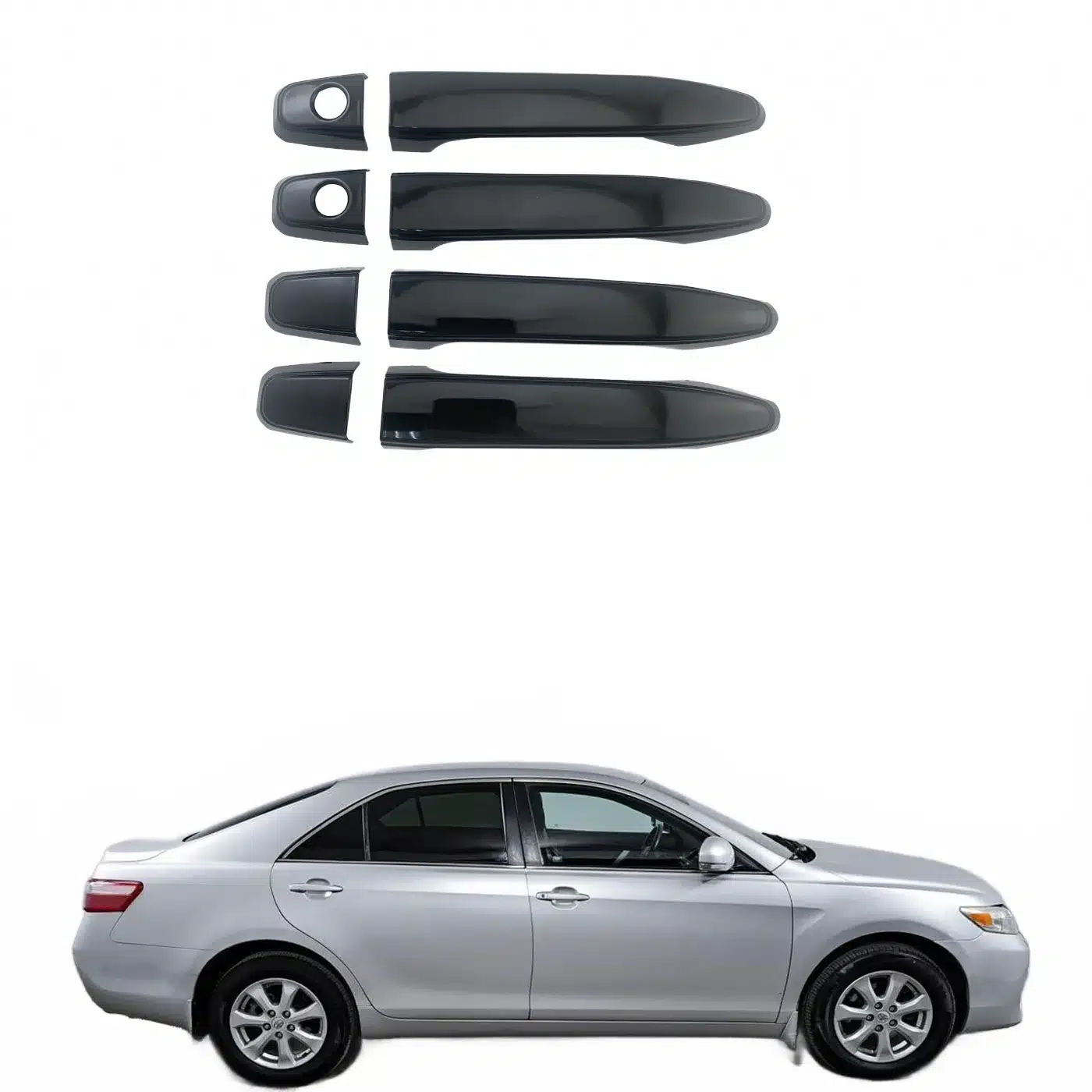 Gloss Black Exterior Door Handle Covers for 2007-2011 Toyota Camry and Avalon, Protective Door Handle Trim