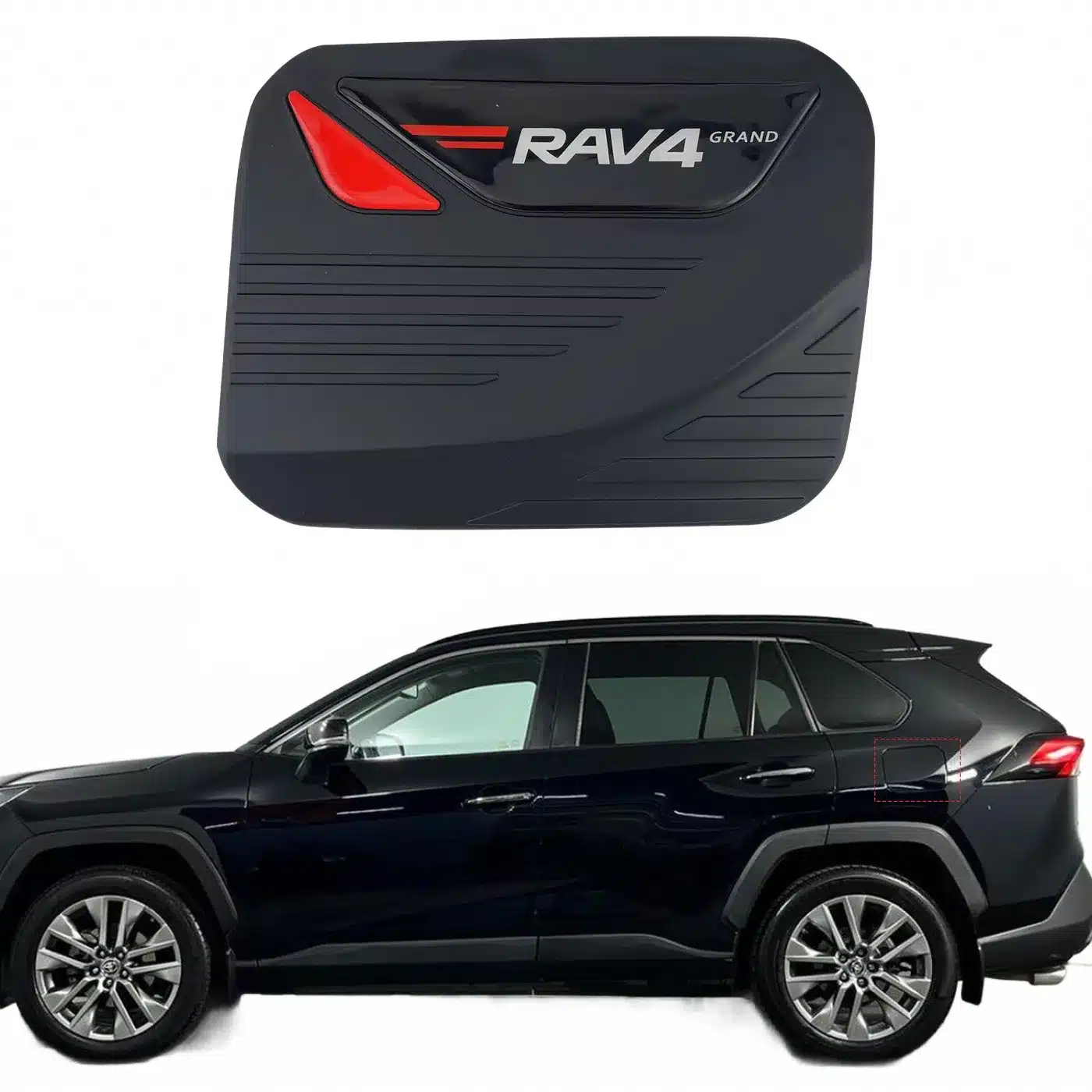 Fuel Tank Cap Cover Trim Matte Black ABS Exterior Gas Tank Door Guard Compatible with Toyota RAV4 2020-2023