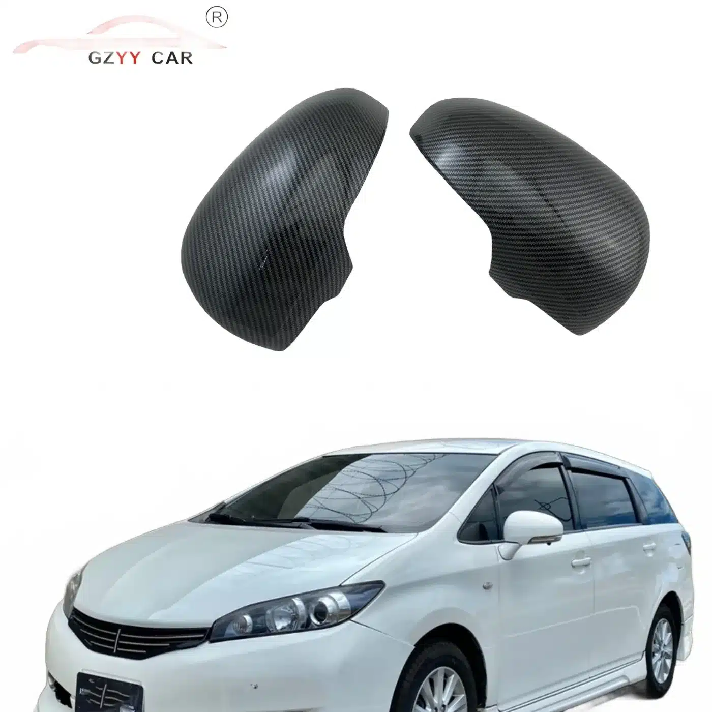 Carbon Fiber Style Rear View Mirror Covers Replacement for Prius Reiz Wish
