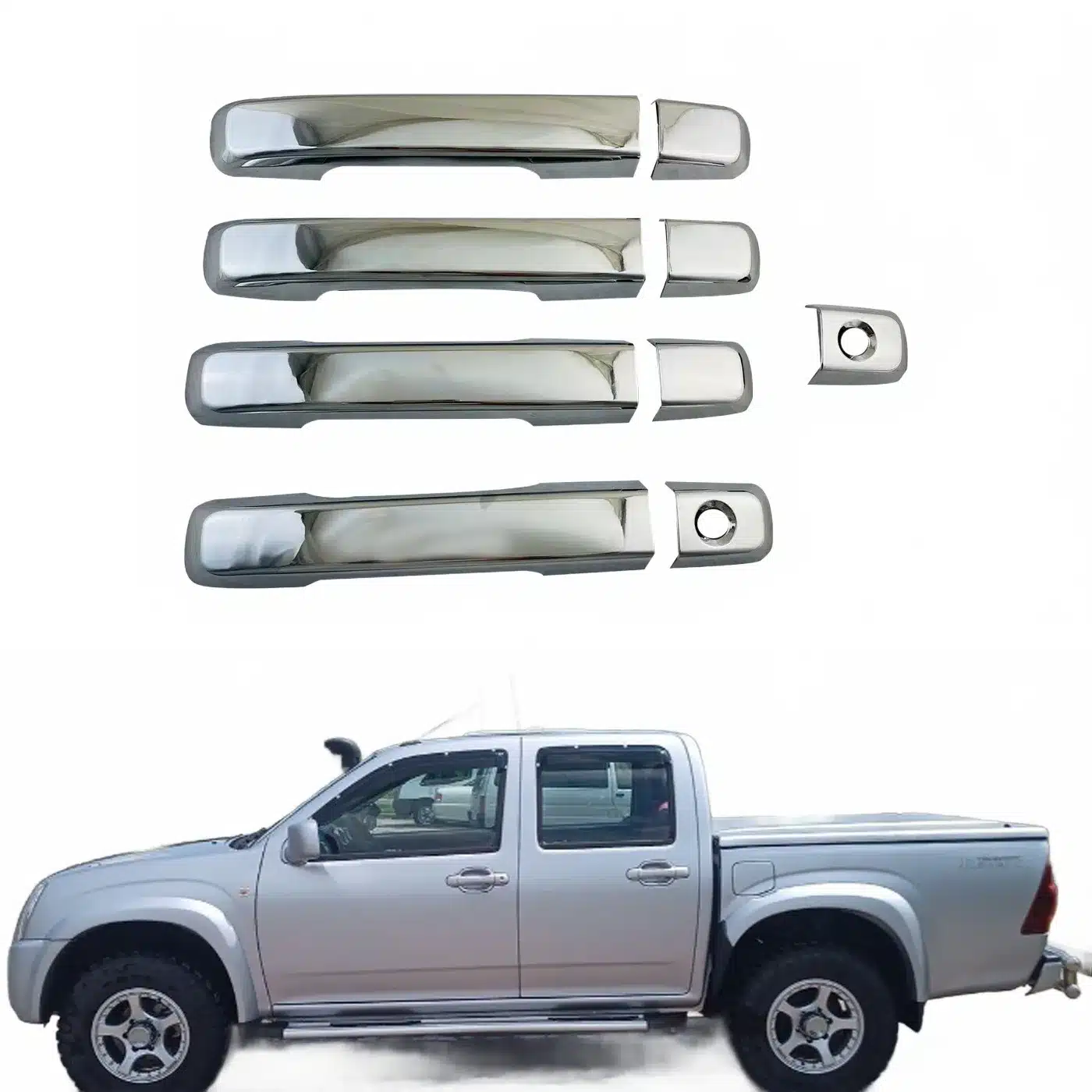 Chrome Exterior Door Handle Cover Trim for Isuzu D-MAX 2012-2015 ABS Protective Decoration