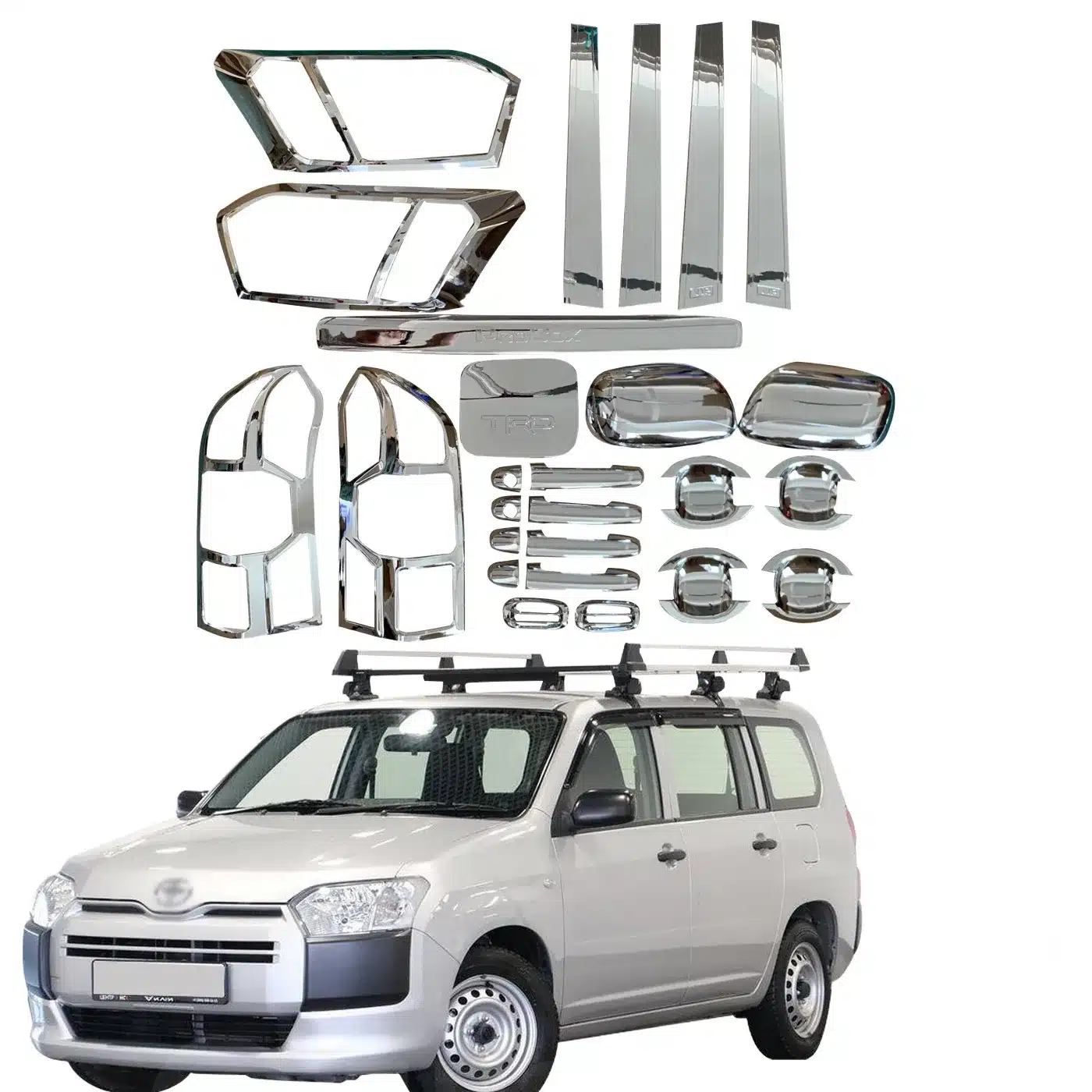 Chrome Exterior Trim Kit for Toyota Probox Succeed 2014-2019 ABS Handle Covers Fuel Tank Cap Headlight Covers