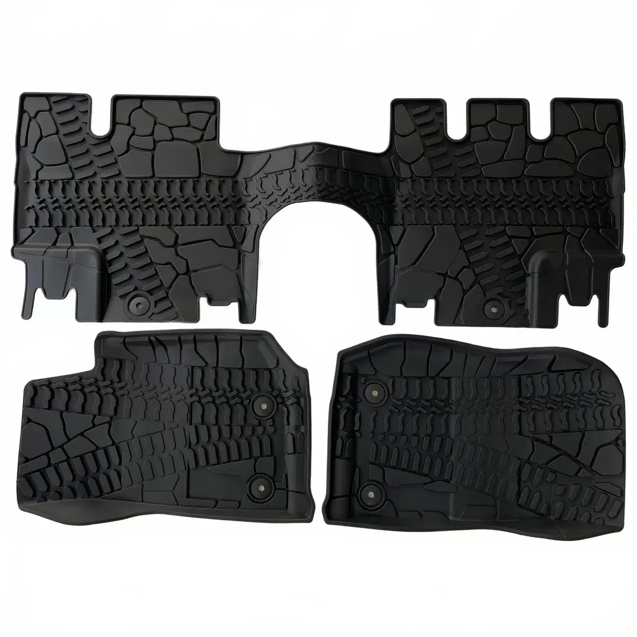 All-Weather TPE Floor Mats Set Black for 2014-2017 Jeep Wrangler JK 4-Door, Waterproof Floor Liners