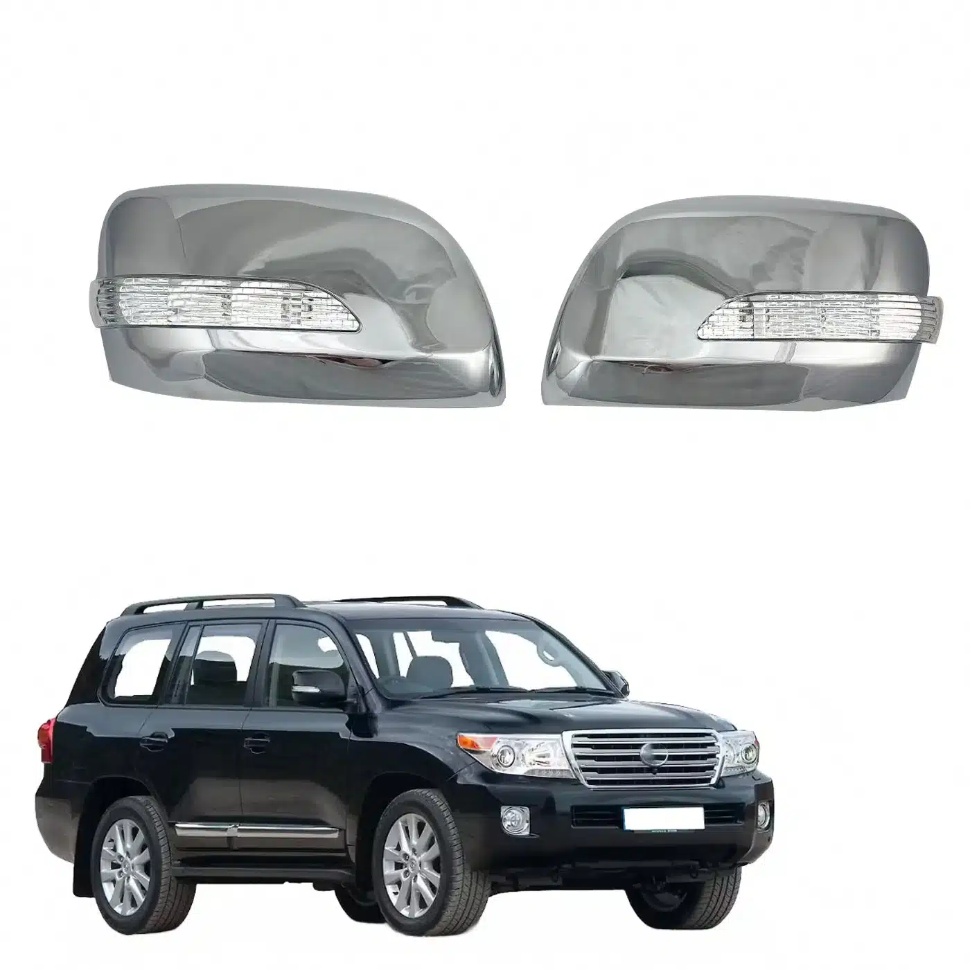 Side Mirror Cover Cap Chrome Plated ABS Replacement for Toyota Land Cruiser LC200 2008