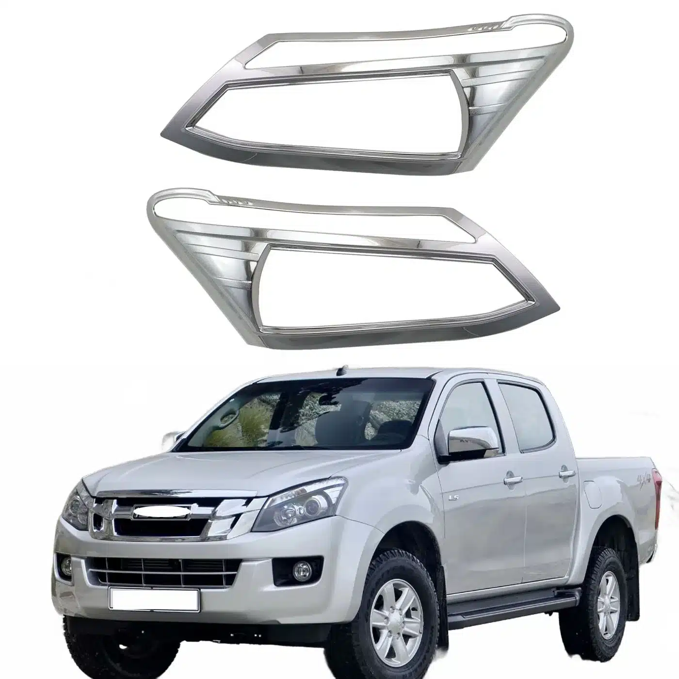 Front Headlight Cover Trim for Isuzu D-MAX 2012-2014 ABS Chrome Headlamp Guard Protective Frame