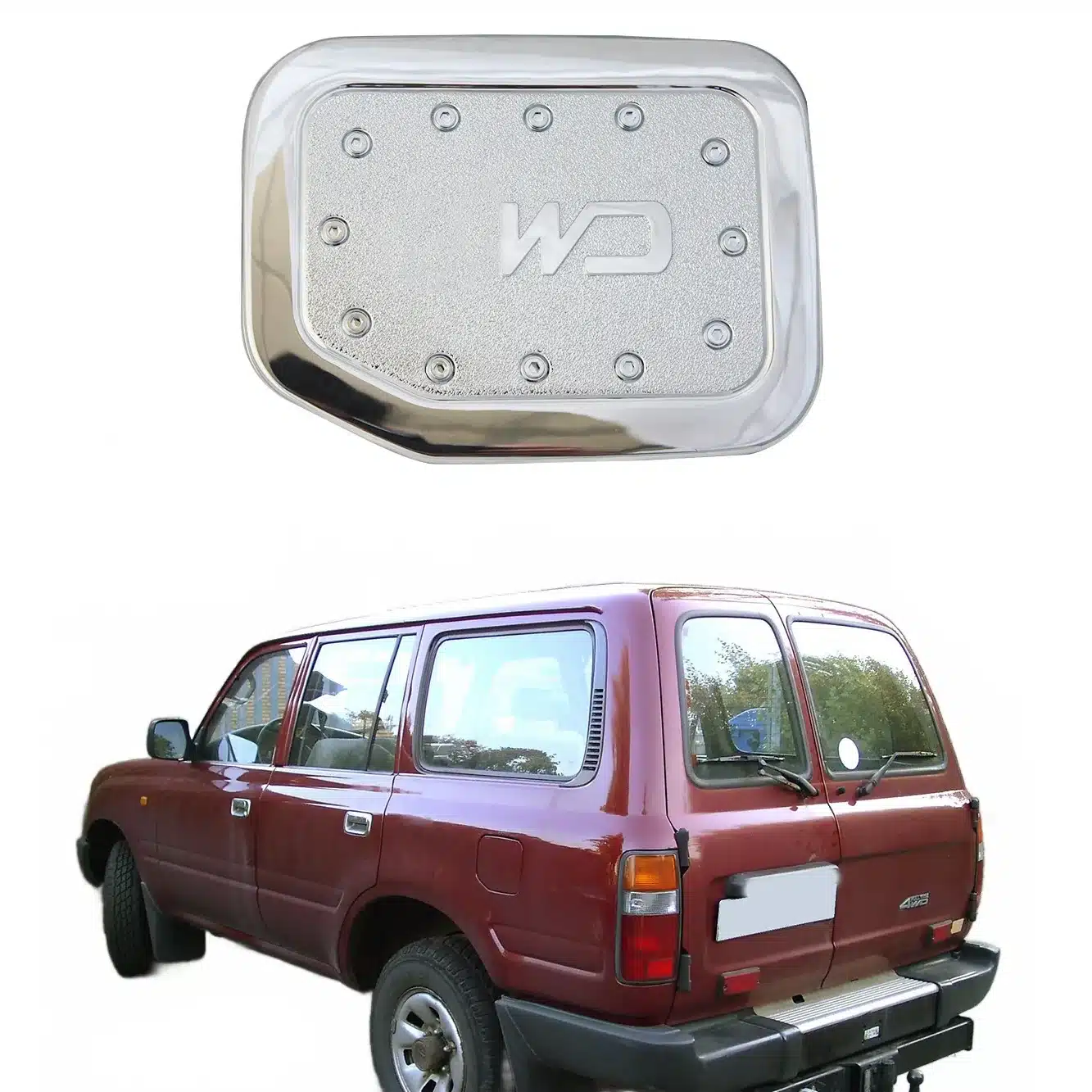 Fuel Tank Cap Cover Exterior Trim Electroplated Chrome for Toyota Land Cruiser 4500 FJ80