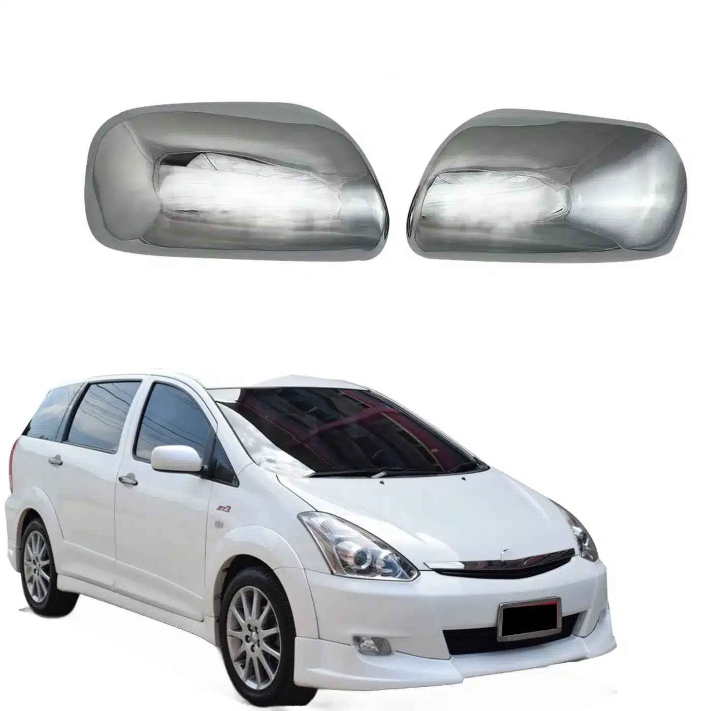 Chrome Exterior Rearview Mirror Cover Caps for Toyota Wish 2003-2009 Side Mirror Protective Housing Trim
