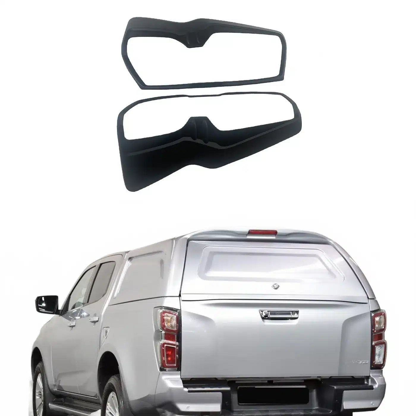 Tail Light Cover Trim Kit ABS Matte Black Rear Lamp Guard Protector for Isuzu D-MAX 2020-2021
