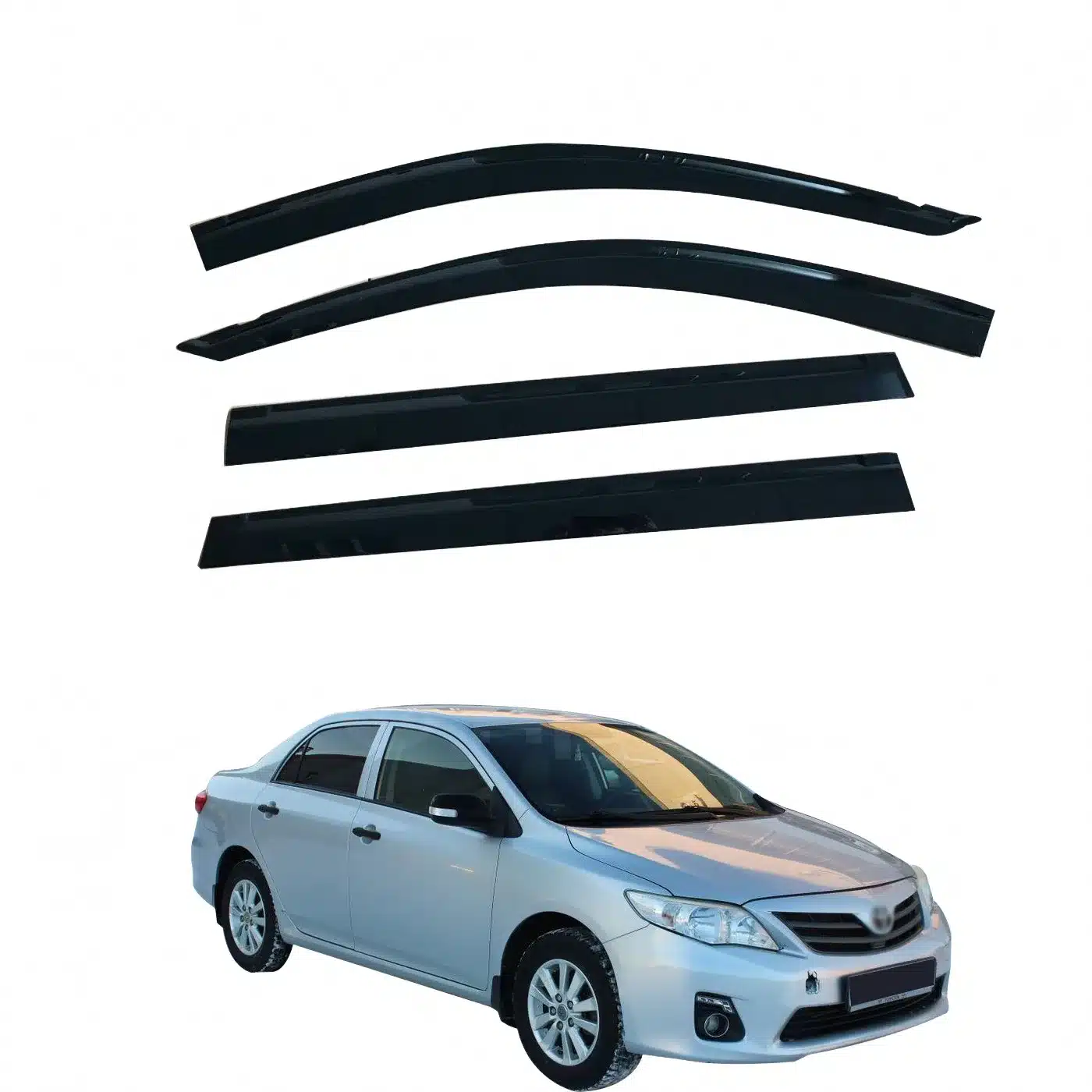 Side Window Deflector Set Sun Rain Guard Black Plastic Trim for 2012-2015 Corolla Fielder