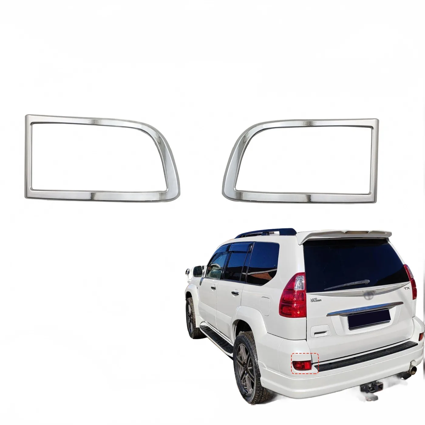 Rear Fog Light Cover Frame Trim Decoration for Toyota Land Cruiser Prado FJ120
