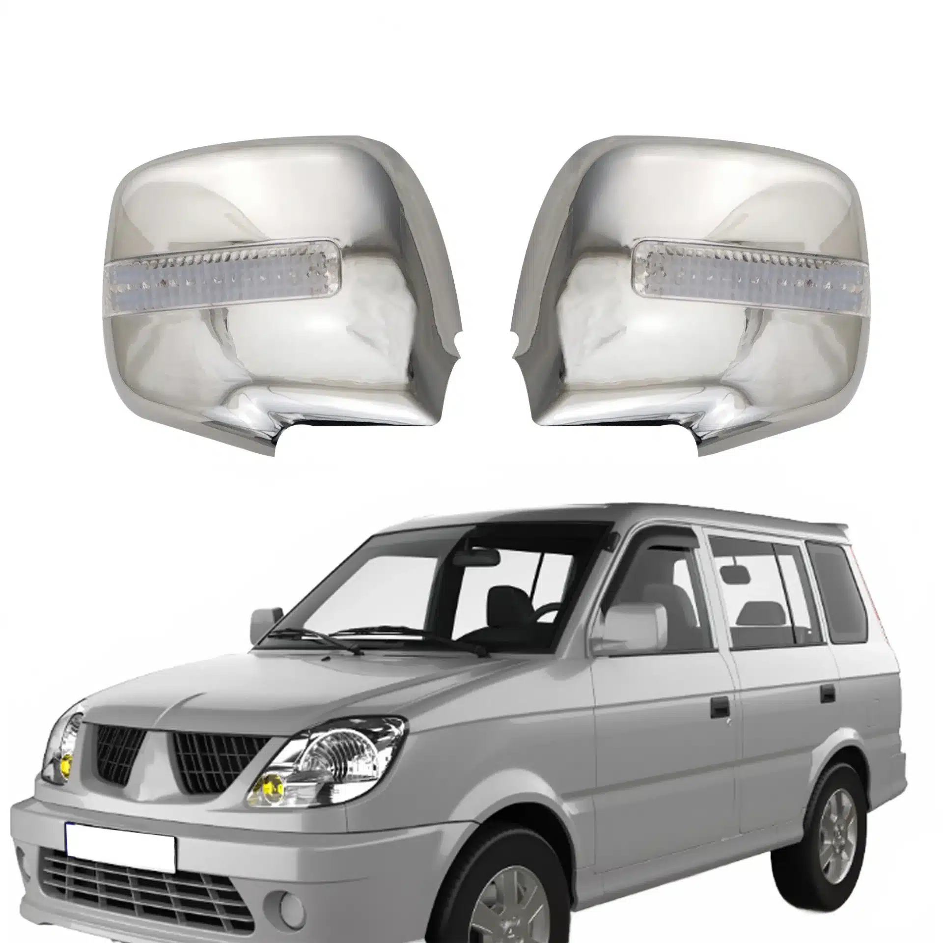 Side Mirror Cover with LED Light for Mitsubishi Freeca Exterior Rearview Mirror Trim