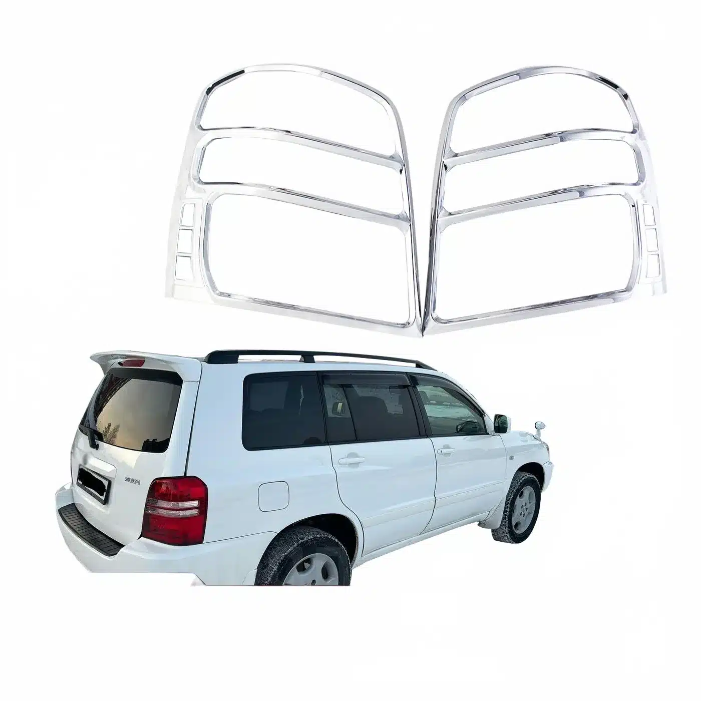 Rear Tail Light Guards Electroplated Chrome Trim Covers for Toyota Highlander/Kluger 2003-2006