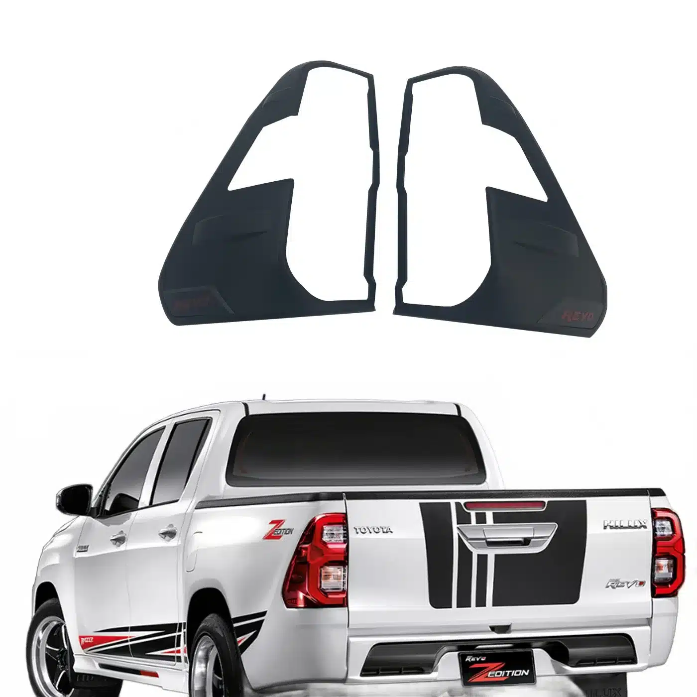 Rear Tail Light Covers Guards Matte Black Protection Trim Compatible with Toyota Hilux REVO 2021