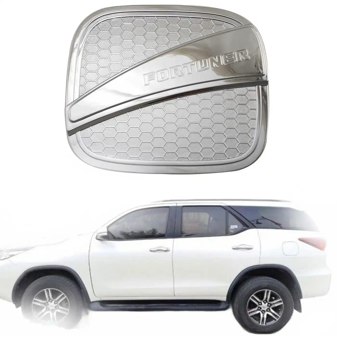 Fuel Tank Cap Cover Exterior Trim, ABS Chrome Decorative Protection for Toyota Fortuner 2016 onward