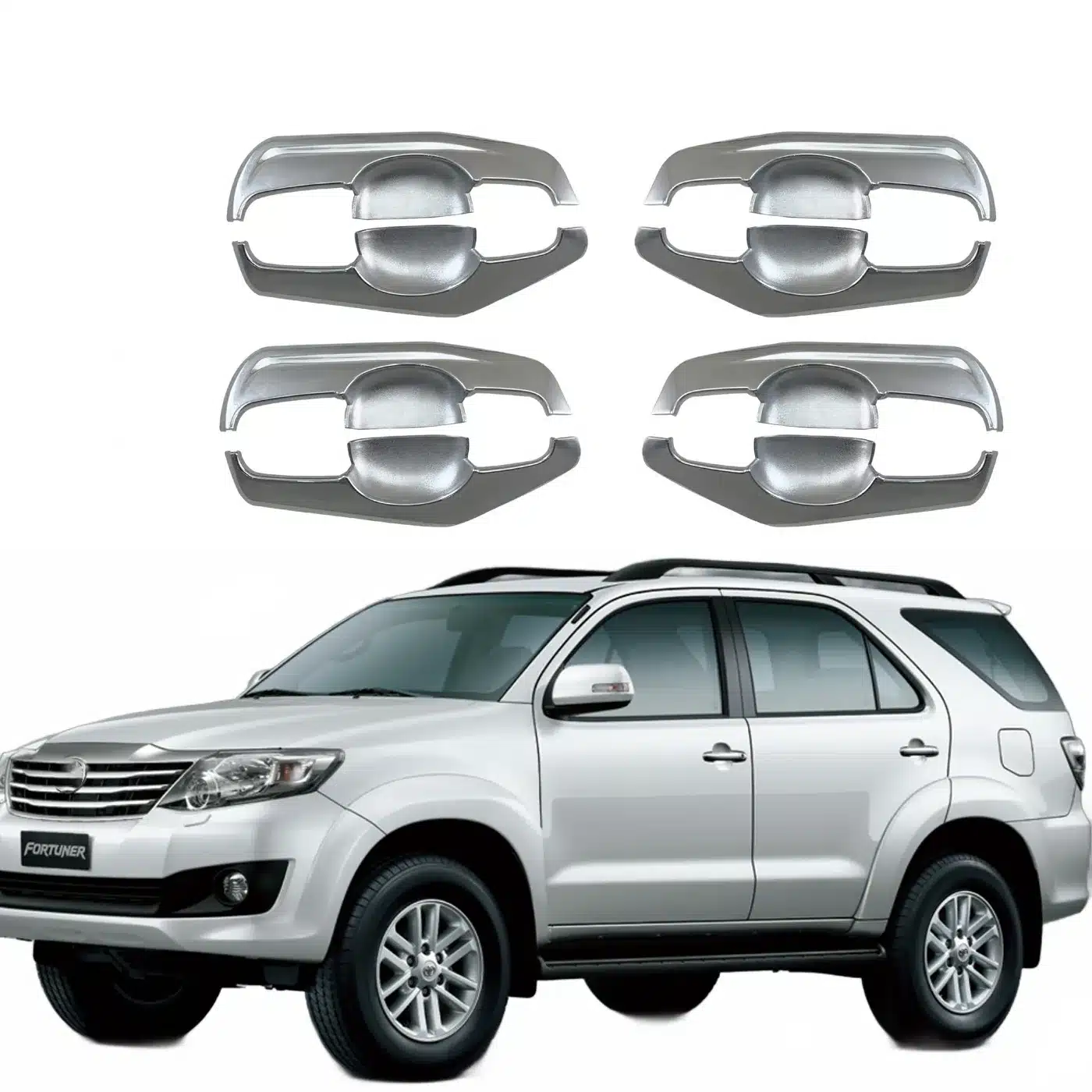 Chrome Exterior Door Handle Cover and Bowl Trim Kit for Fortuner and Innova 2008-2014