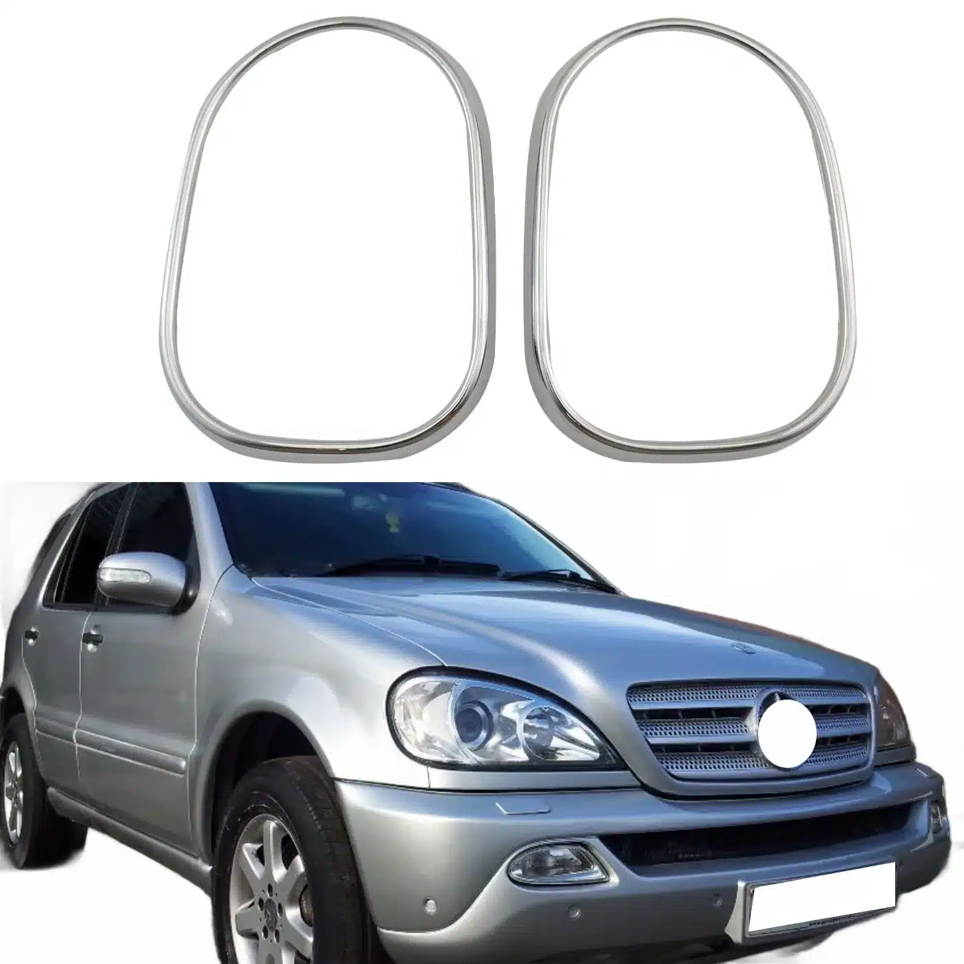 Rear View Mirror Frame Trims Chrome Plated Exterior Mirror Covers for Mercedes-Benz W163 ML-Class 1998-2005