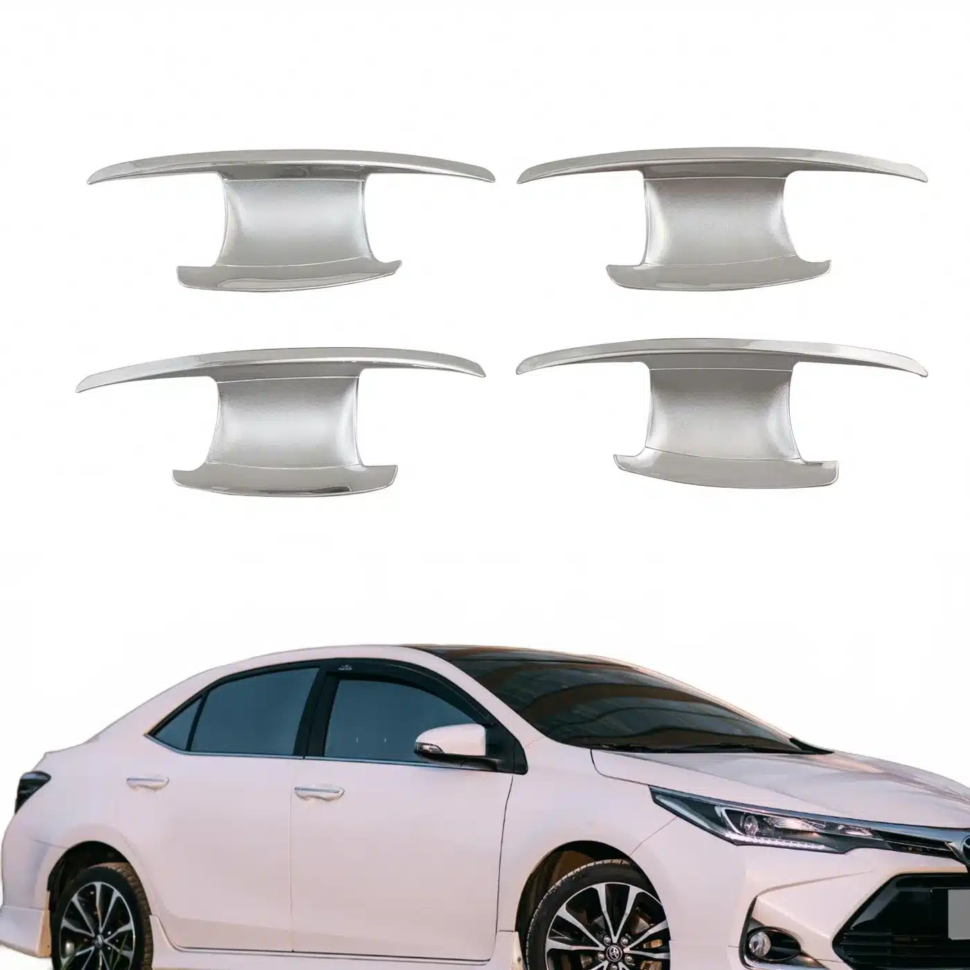 Chrome Exterior Door Handle Bowl Cover Trim for 2014-2018 Toyota Corolla Altis, ABS Electroplated Automotive Accessories