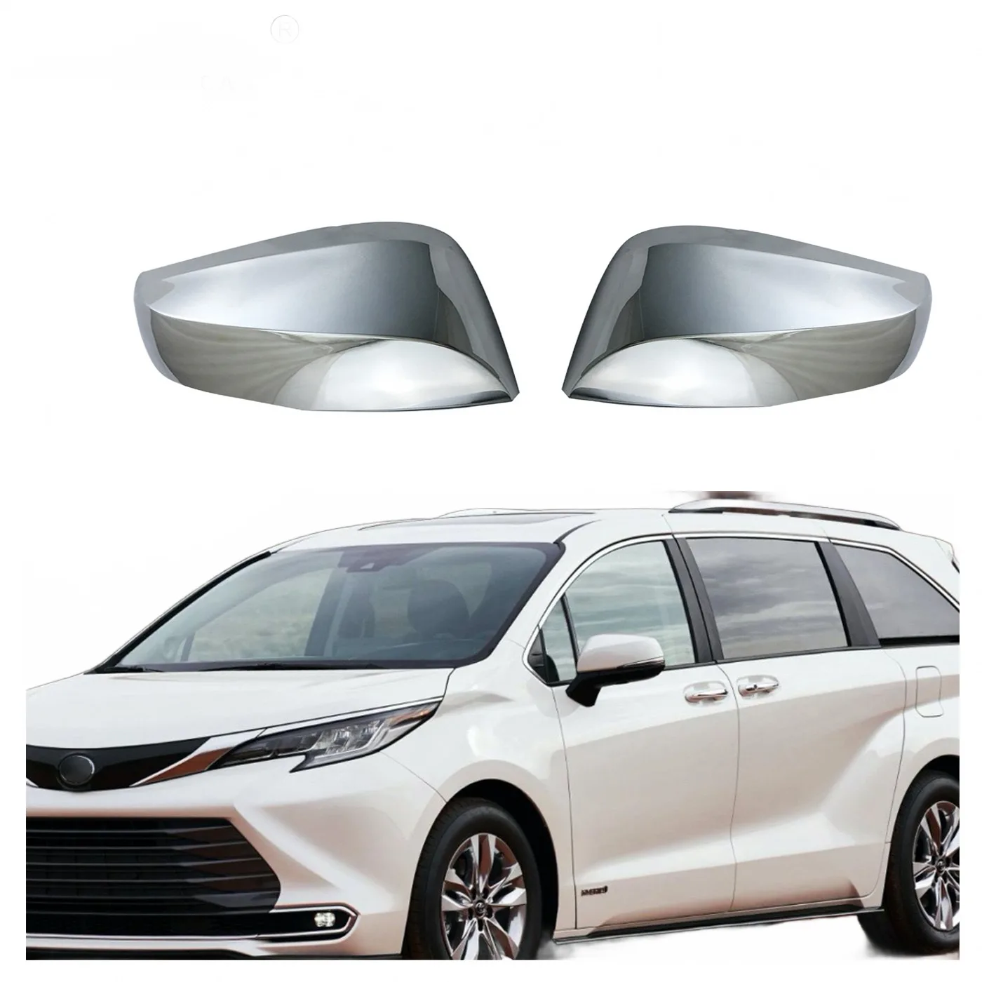 Side Mirror Cover Caps Chrome Plated Exterior Rearview Mirror Housing Protection for Toyota Sienna 2021-2024