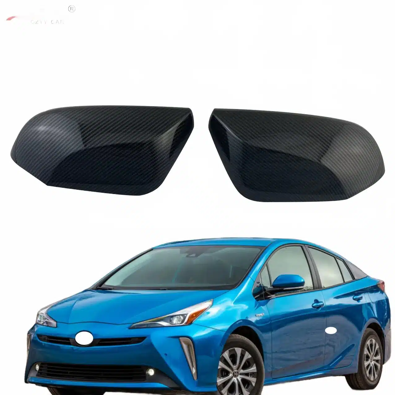 Carbon Fiber Style Rearview Mirror Covers for Toyota Prius 50 Series 2016-2022 Side Mirror Caps