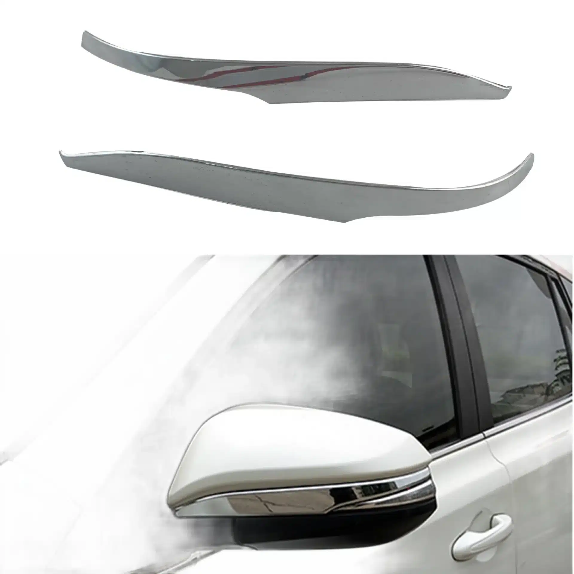 Rearview Side Mirror Covers Trim Chrome Chrome Garnish Strip for Toyota Highlander 2014-2019 / Harrier