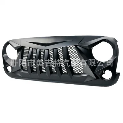 Front Hood Bumper Grille Matte Black Angry Eye Style for 2007-2017 Jeep Wrangler JK JKU