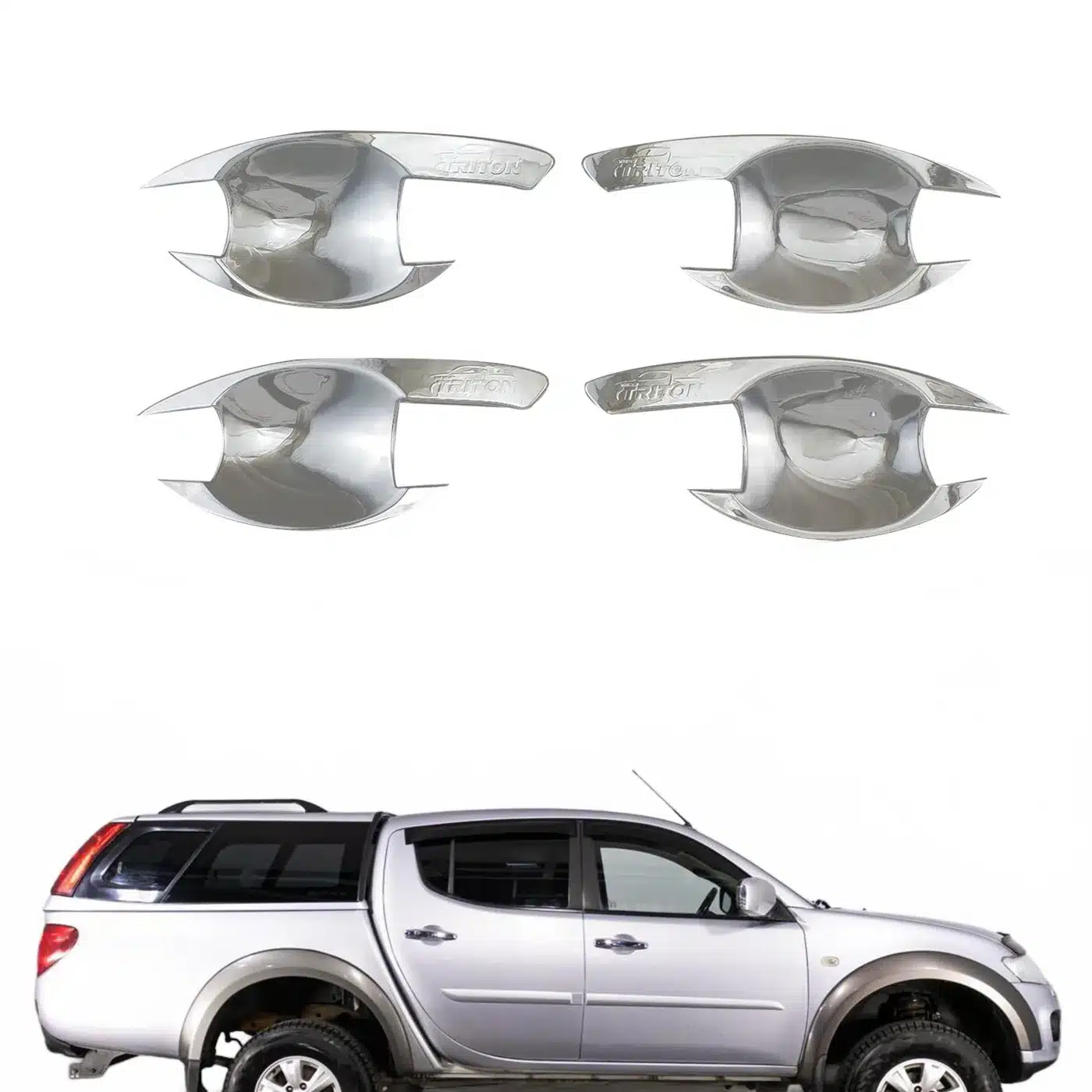 Chrome Exterior Door Handle Bowl Insert Covers for Mitsubishi Triton L200 4th Gen 2005-2014, ABS Plastic