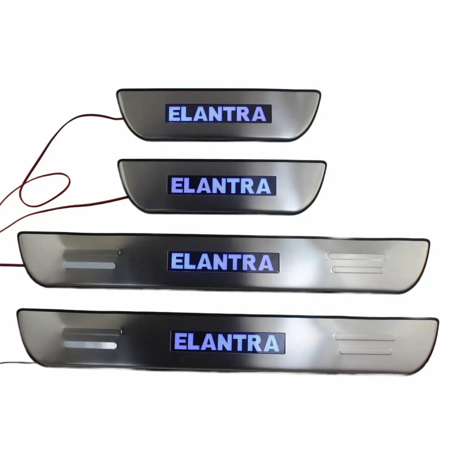 LED Door Sill Guard Plates for Hyundai Elantra 2012 Stainless Steel Scuff Plates with Blue Light