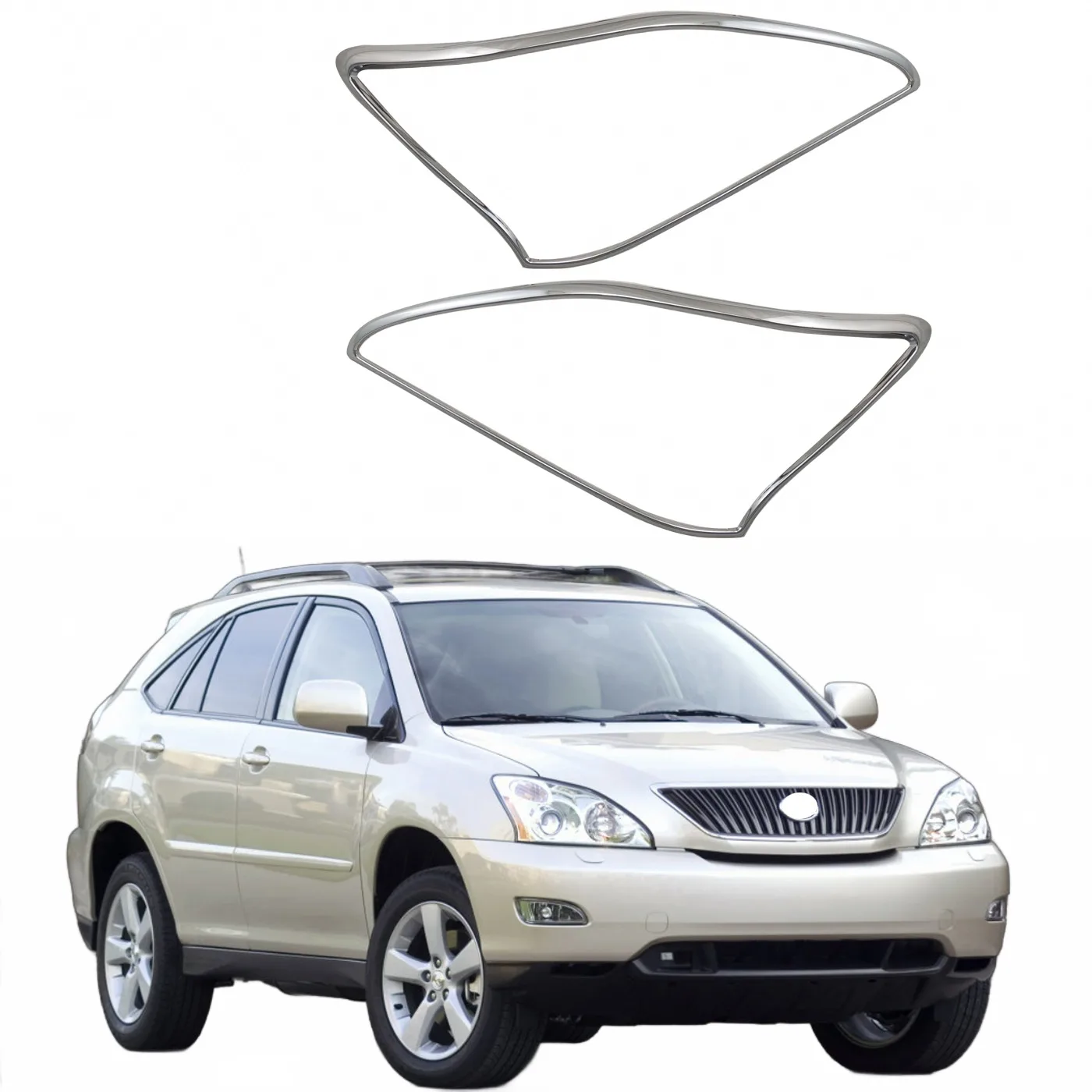 Front Headlight Cover Chrome Plated ABS Exterior Trim Guards for 2003 Lexus RX330