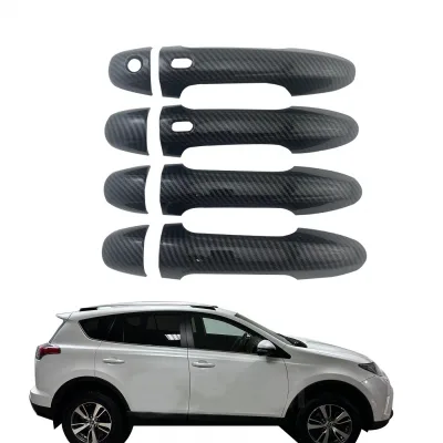 Chrome and Carbon Fiber Style Door Handle Covers for Toyota RAV4 2015-2018 with Smart Keyhole Chrome and Carbon Fiber Style Door Handle Covers for Toyota RAV4 2015-2018 with Smart Keyhole