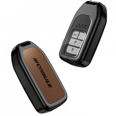 Remote Car Key Fob Cover Zinc Alloy and Leather Protector Compatible with Honda Accord CR-V Odyssey Civic Remote Car Key Fob Cover Zinc Alloy and Leather Protector Compatible with Honda Accord CR-V Odyssey Civic